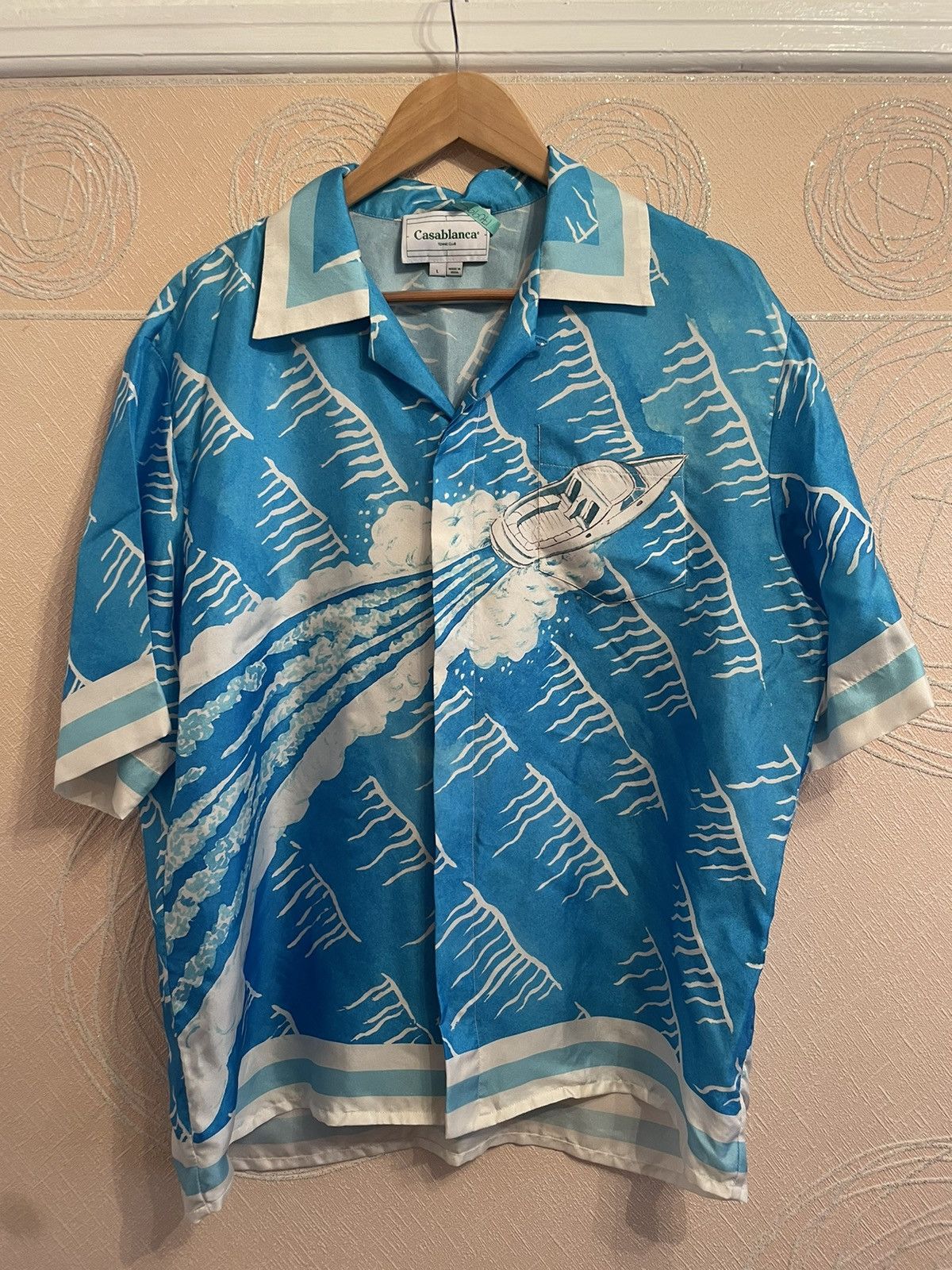 Pre-owned Casablanca Silk Shirt Large In Blue