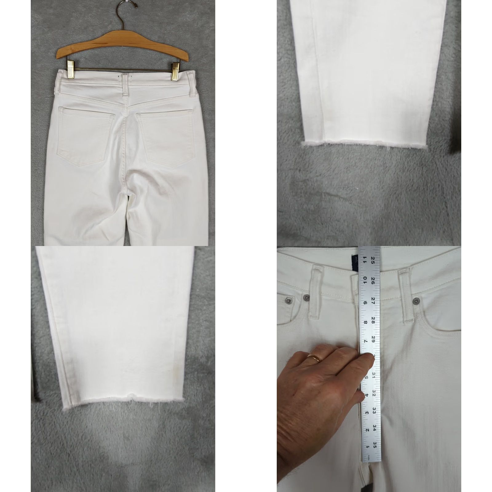 J.Crew J.CREW White Denim High Rise Straight Jeans 27 Regular Fit 5-Pocket Nautical Beach Spring Summer Button Fly Raw Hem Bottoms Womens Size 27" / US 4 / IT 40 - 8 Thumbnail