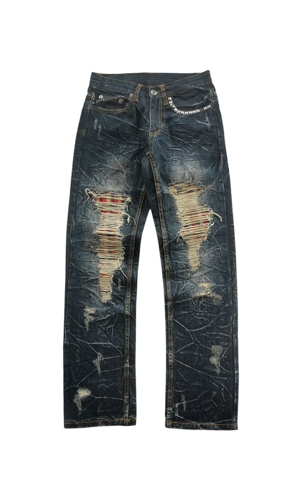 Japanese Brand Rare piece distressed studded jeans 28x30 Size US 28 / EU 44 - 1 Thumbnail