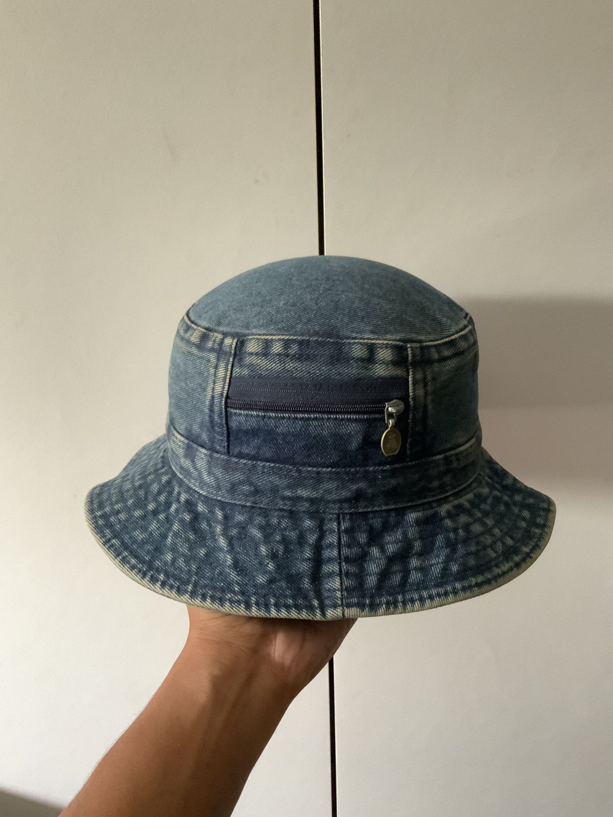 Hat Club Light Wash Fade Pocket Zip Denim Bucket Hat Size ONE SIZE - 2 Thumbnail