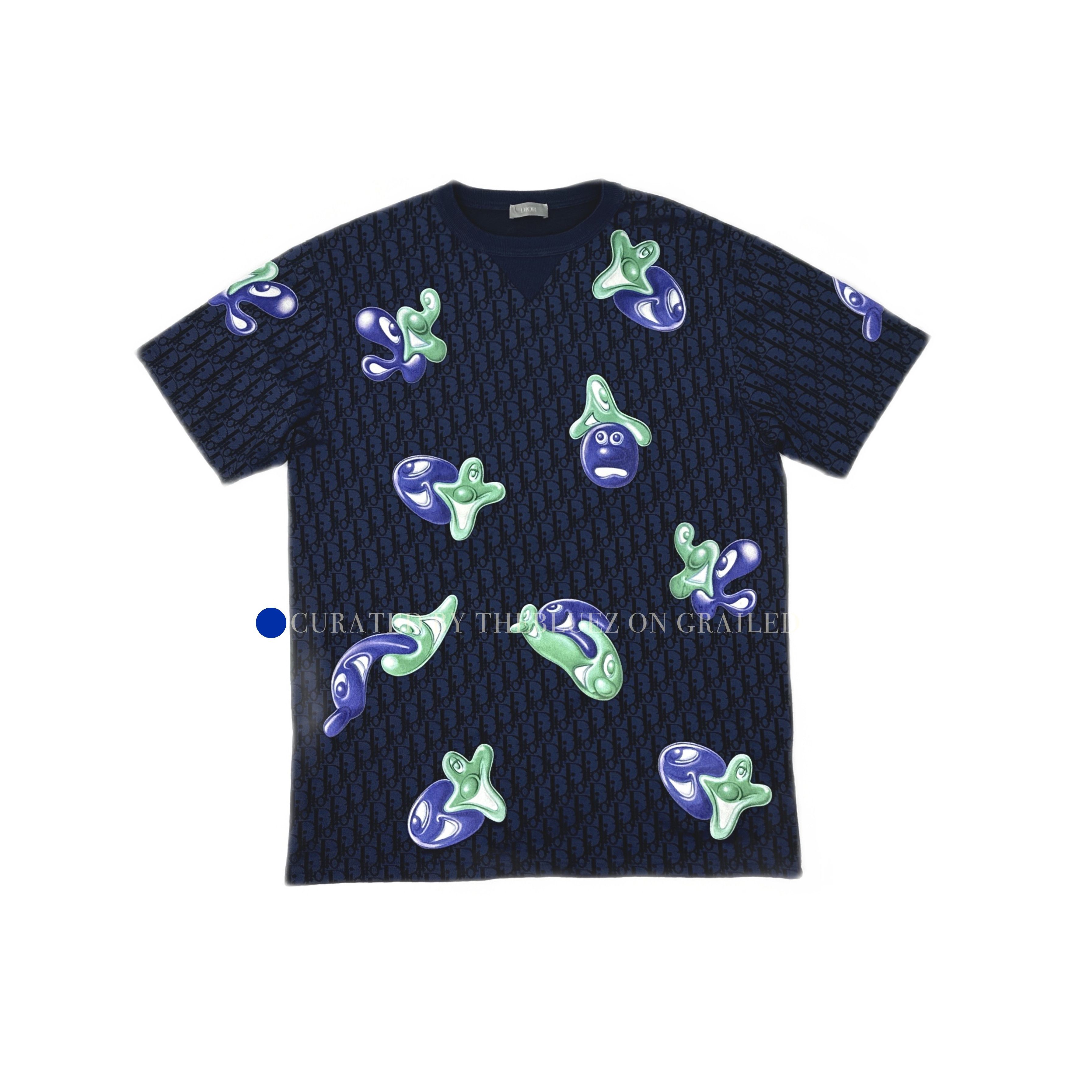 Dior Graphic Tee with Oblique Design in Blue Size US M / EU 48-50 / 2 - 1 Thumbnail