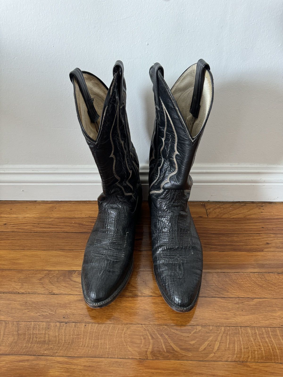 image of Vintage Made In Usa Cowboy Boots in Black, Men's (Size 9.5)