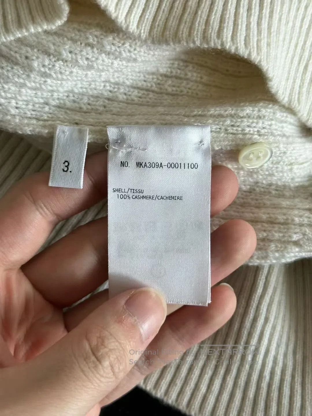 Thom Browne Thom Browne Cream White Henley Neck Sleeve Patch Cashmere Size US L / EU 52-54 / 3 - 4 Thumbnail