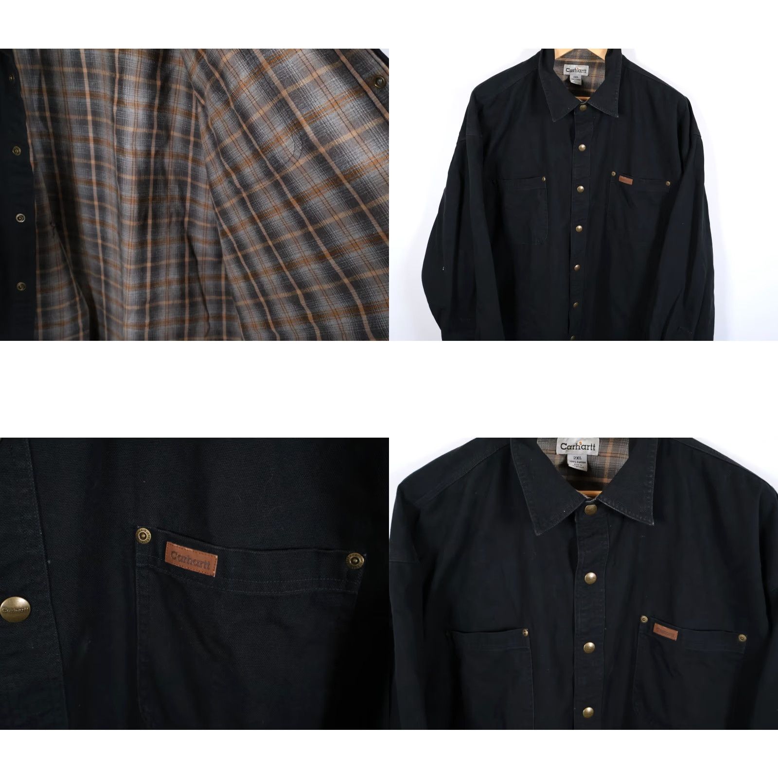 Carhartt Carhartt Jacket 2XL Black Canvas Flannel Lined Bomber Shirt Coat Workwear Mens S96BLK Size US XXL / EU 58 / 5 - 9 Thumbnail