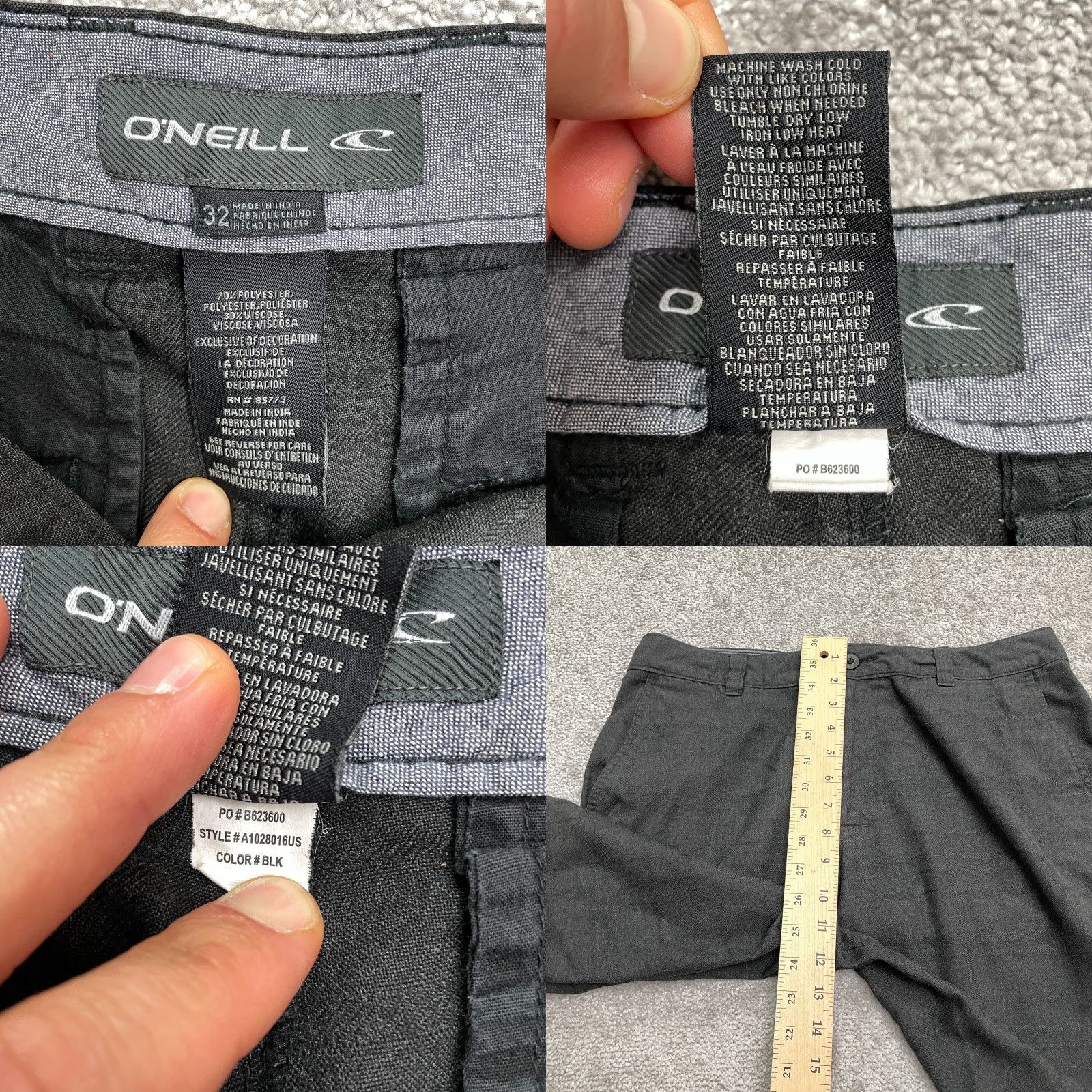 O'Neill O'neill Chino Shorts Men 32 Black Flat Front Pocket Outdoor Casual Slim Fit Regular Size US 32 / EU 48 - 8 Thumbnail