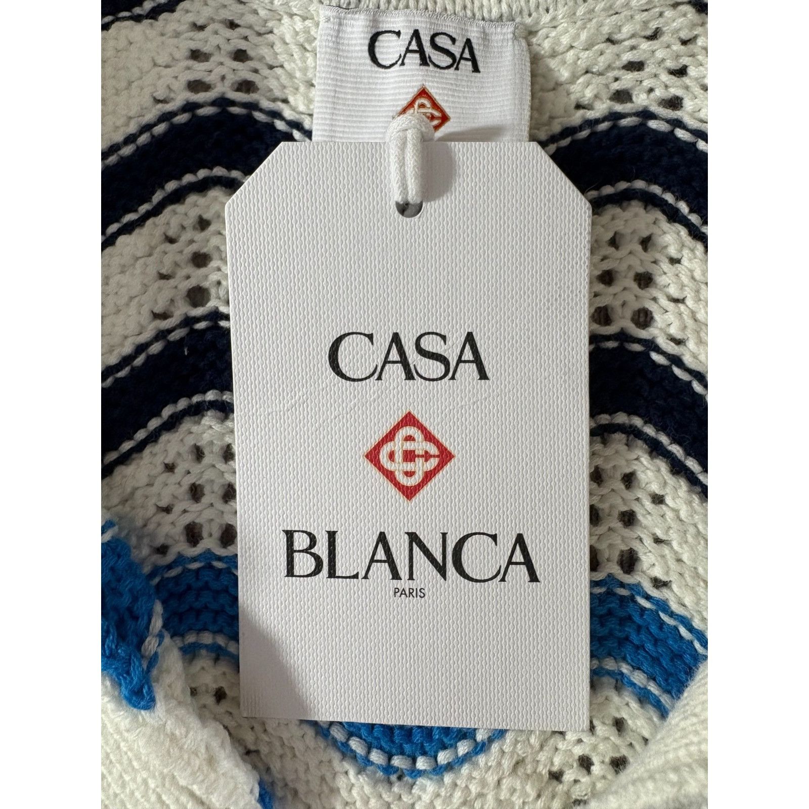 Casablanca CASABLANCA Wavy Crochet Crop Polo Top size XL multicolor NWT Size XL / US 12-14 / IT 48-50 - 3 Thumbnail
