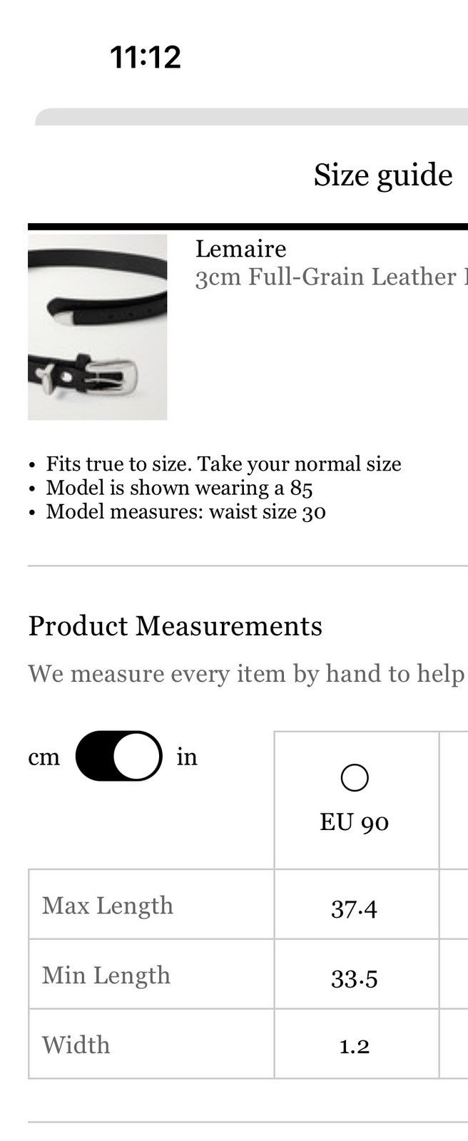 Lemaire Lemaire 3cm Full-Grain Leather Belt Black Size EU 90 Size ONE SIZE - 9 Thumbnail