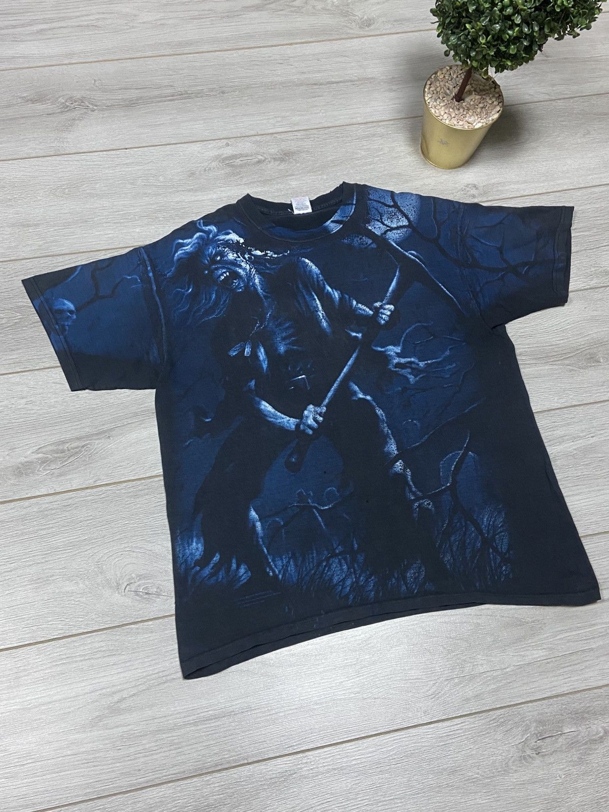 Vintage Iron Maiden skull monster over print t-shirt paint 2007 Size US XL / EU 56 / 4 - 9 Thumbnail