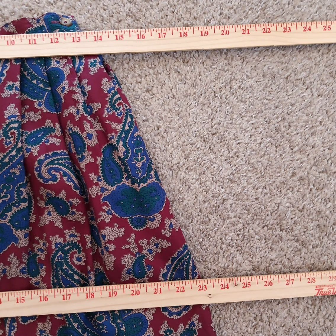 Lands' End Lands' End Skirt Maxi Women Size 8 Red Rayon Lined Pleated Pockets Paisley Long Size 30" / US 8 / IT 44 - 3 Thumbnail