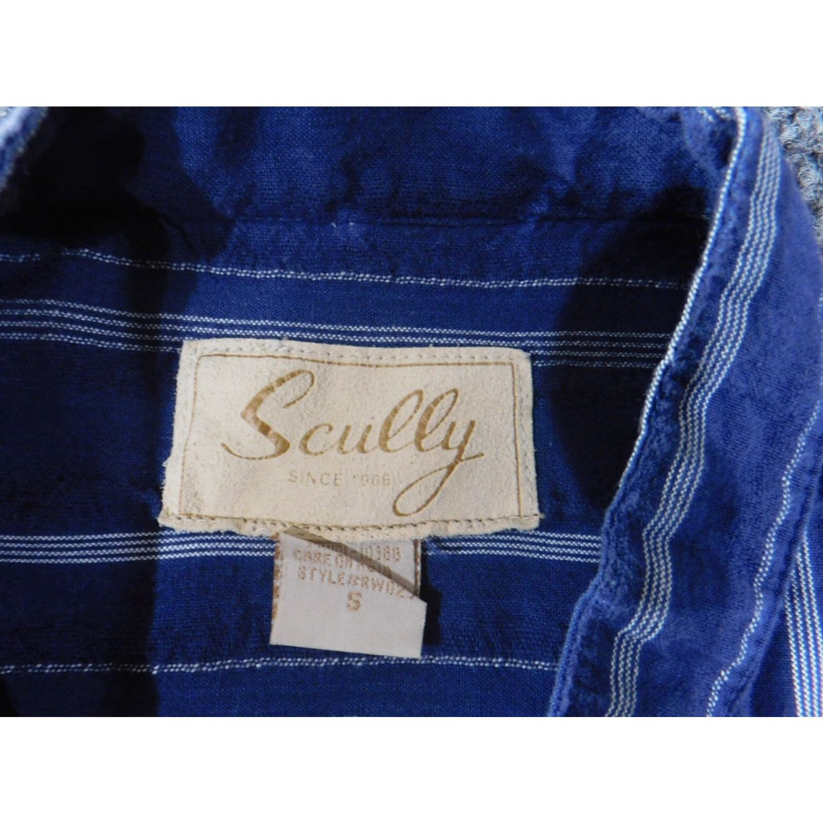 Scully Scully Western Shirt Mens Small Blue Striped Button Up Size US S / EU 44-46 / 1 - 5 Thumbnail