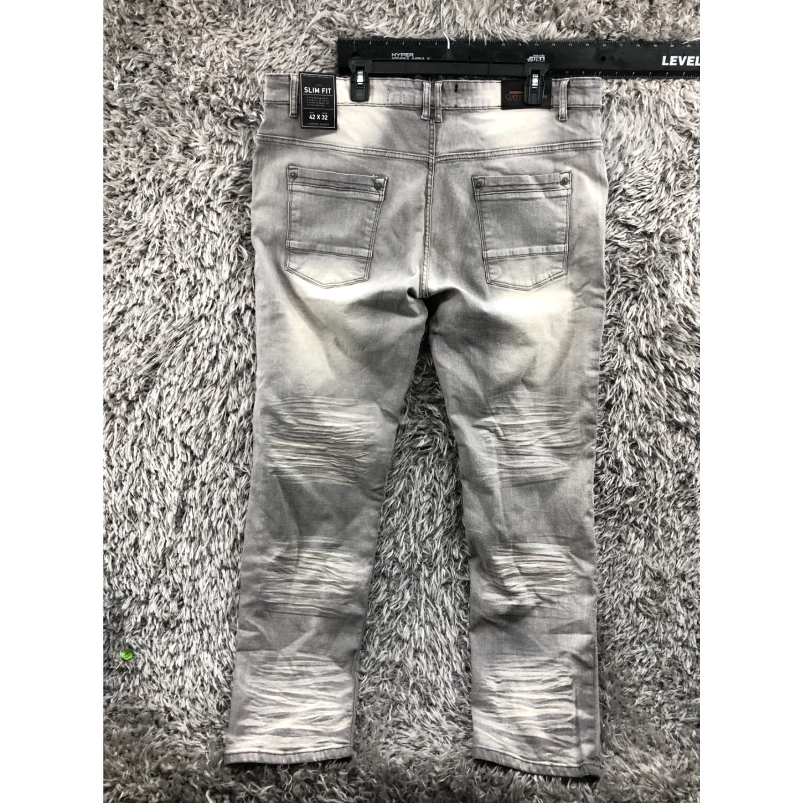 Vintage Copper Rivet Slim Fit Denim Jeans Size 42x32 Mens Mid Gray Distressed 5-Pocket Style Slim Regular Jeans Mens Size US 42 / EU 58 - 3 Thumbnail