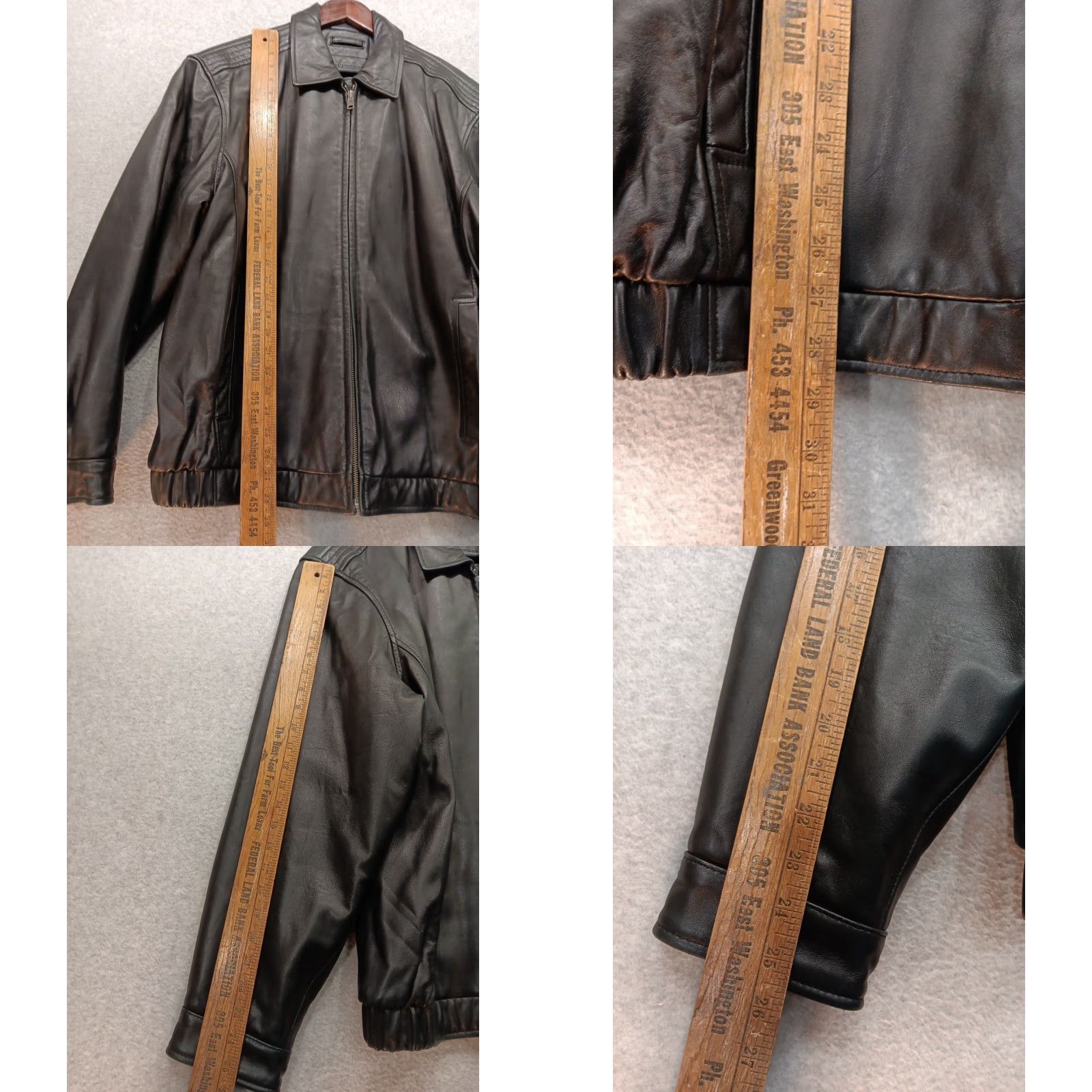 Roundtree & Yorke Roundtree & Yorke Bomber Jacket Men's XL Black 100% Lambskin Leather Zip Spread GUC Classic Style Size US XL / EU 56 / 4 - 10 Thumbnail