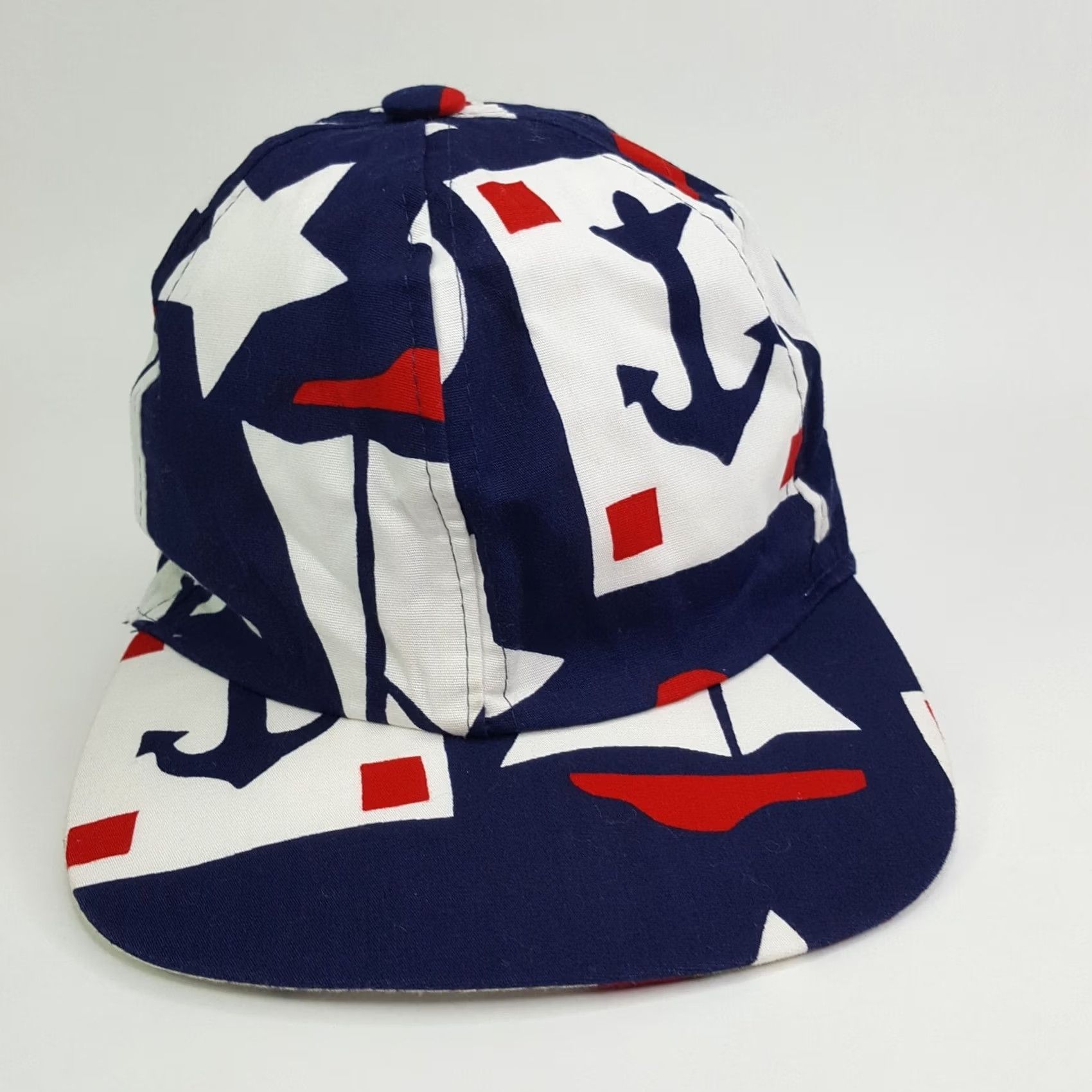 Nautica VINTAGE Nautical Stars Reversible USA Made Art Stretch Hat Boat Baseball Cap shirt? Size ONE SIZE - 2 Thumbnail