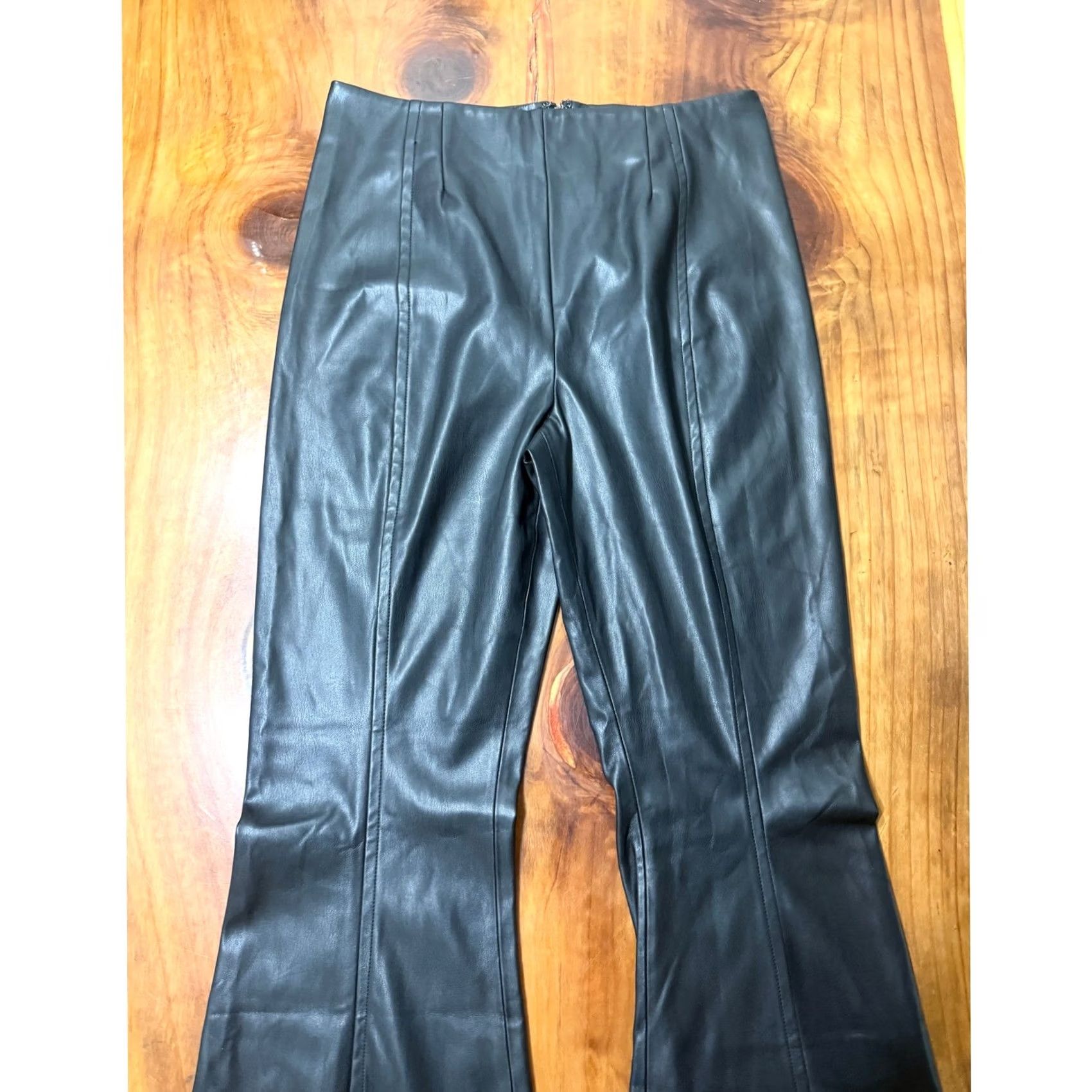 Free People Free People We the Free Pants 33 The Real Deal Vegan Faux Leather Flare Slit Zip WW12 Womens Size 24" / US 00 / IT 34 - 3 Thumbnail