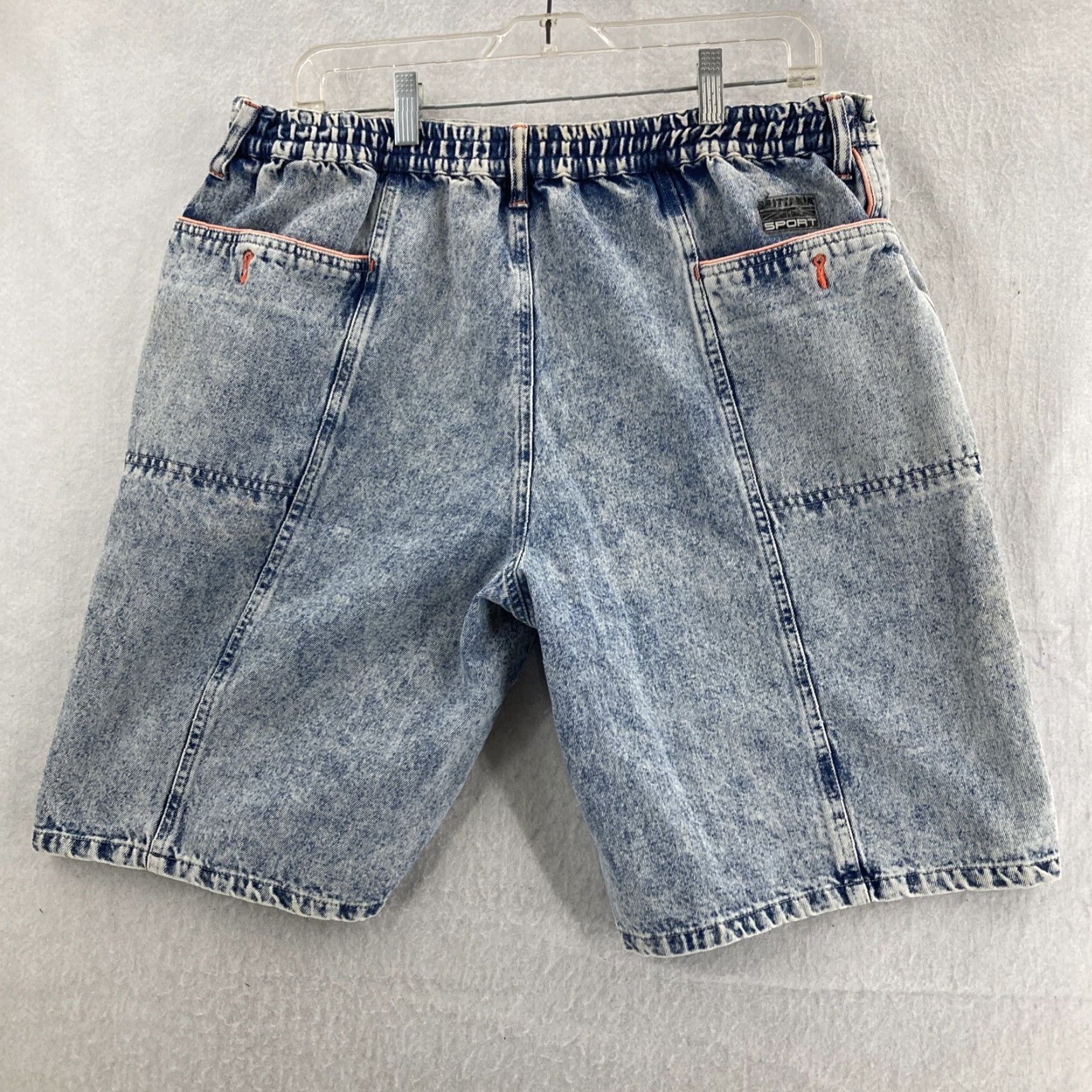 Vintage VTG Brittania Sport Shorts Mens Large Blue Stone Wash Stretch Waist COTTON Size US 33 - 2 Thumbnail