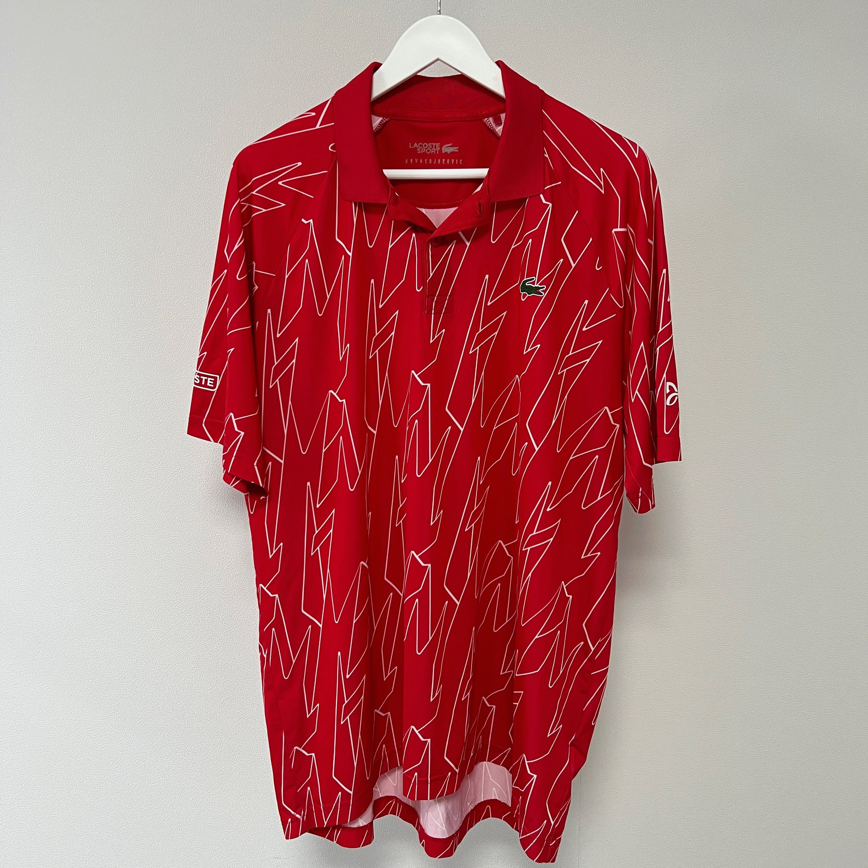 Lacoste LACOSTE Novak Djokovic Mens Polo Shirt Red White (#DH4753) Size US L / EU 52-54 / 3 - 1 Thumbnail