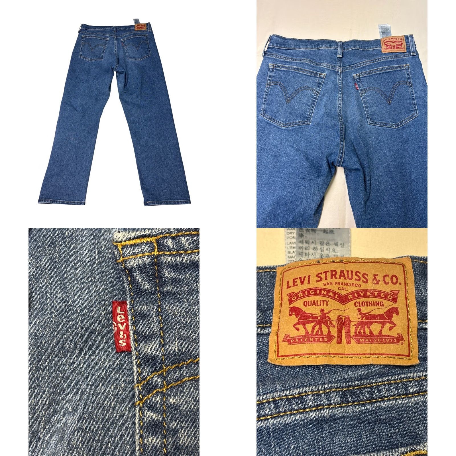 CO Levi Strauss Co Wedgie Straight Jeans Medium Wash Distressed Button Fly 32x28 Size 24" / US 00 / IT 34 - 8 Thumbnail