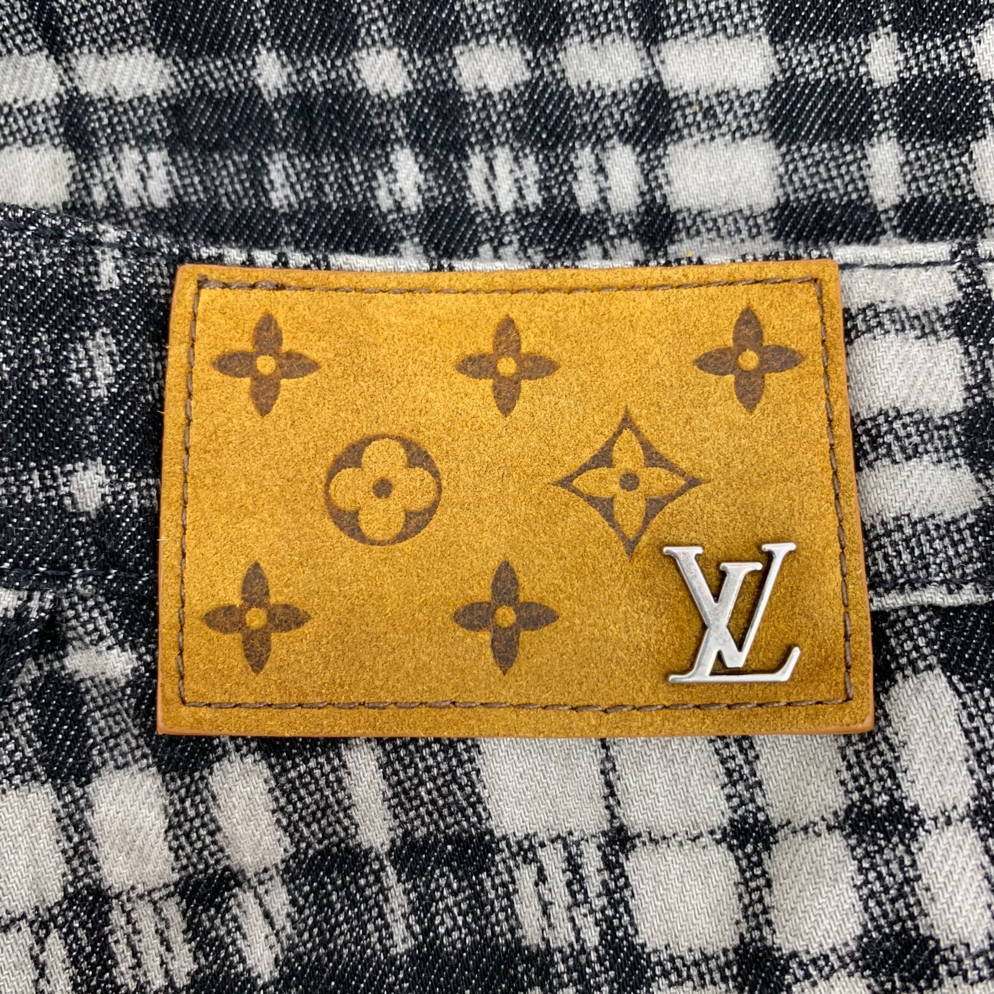 Louis Vuitton LOUIS VUITTON Black & White Checkered Monogram Print Cotton Size 29" - 5 Thumbnail