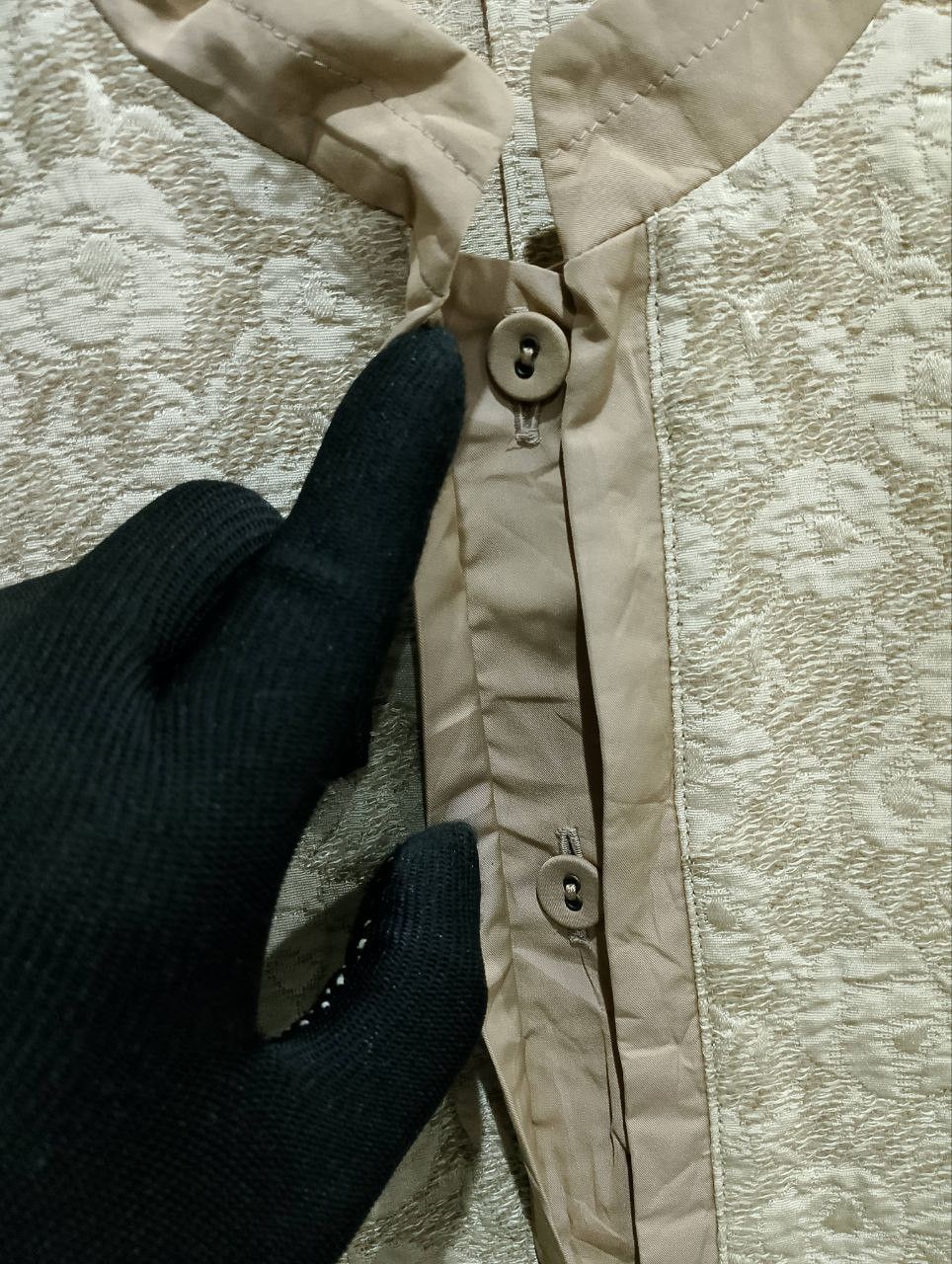 If Six Was Nine HIROKO KOSHINO Silk Knitted Tan Jacquard Floral Jacket Size M / US 6-8 / IT 42-44 - 5 Thumbnail