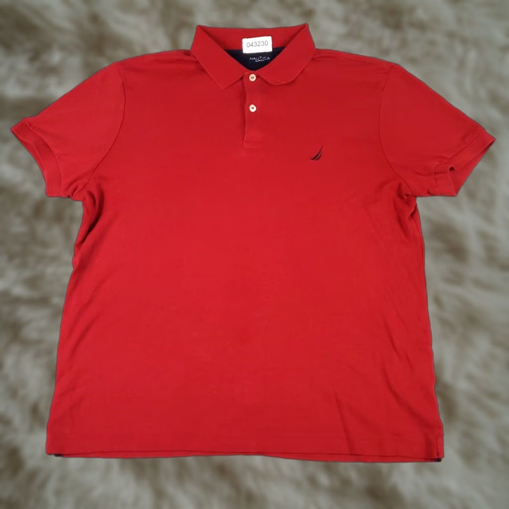 Nautica Nautica Polo Shirt Mens Large Red Golf Casual Short Sleeve Adult Regular Size - Classic American Preppy Logo Buttons Slip-Resistant Size US L / EU 52-54 / 3 - 1 Thumbnail