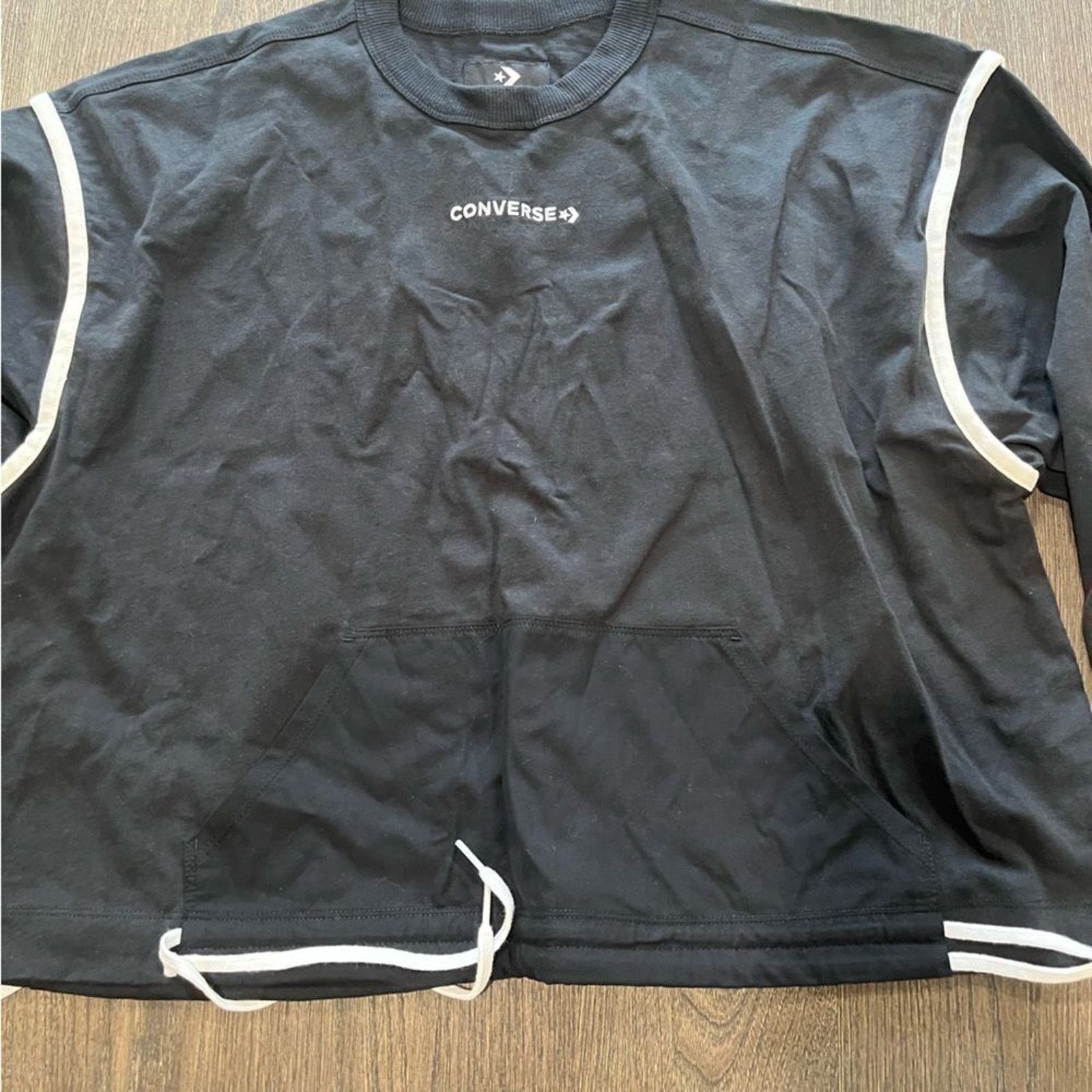 Converse NWT Converse Black Long Sleeve Jersey Crew T-Shirt - Size S Size S / US 4 / IT 40 - 2 Thumbnail