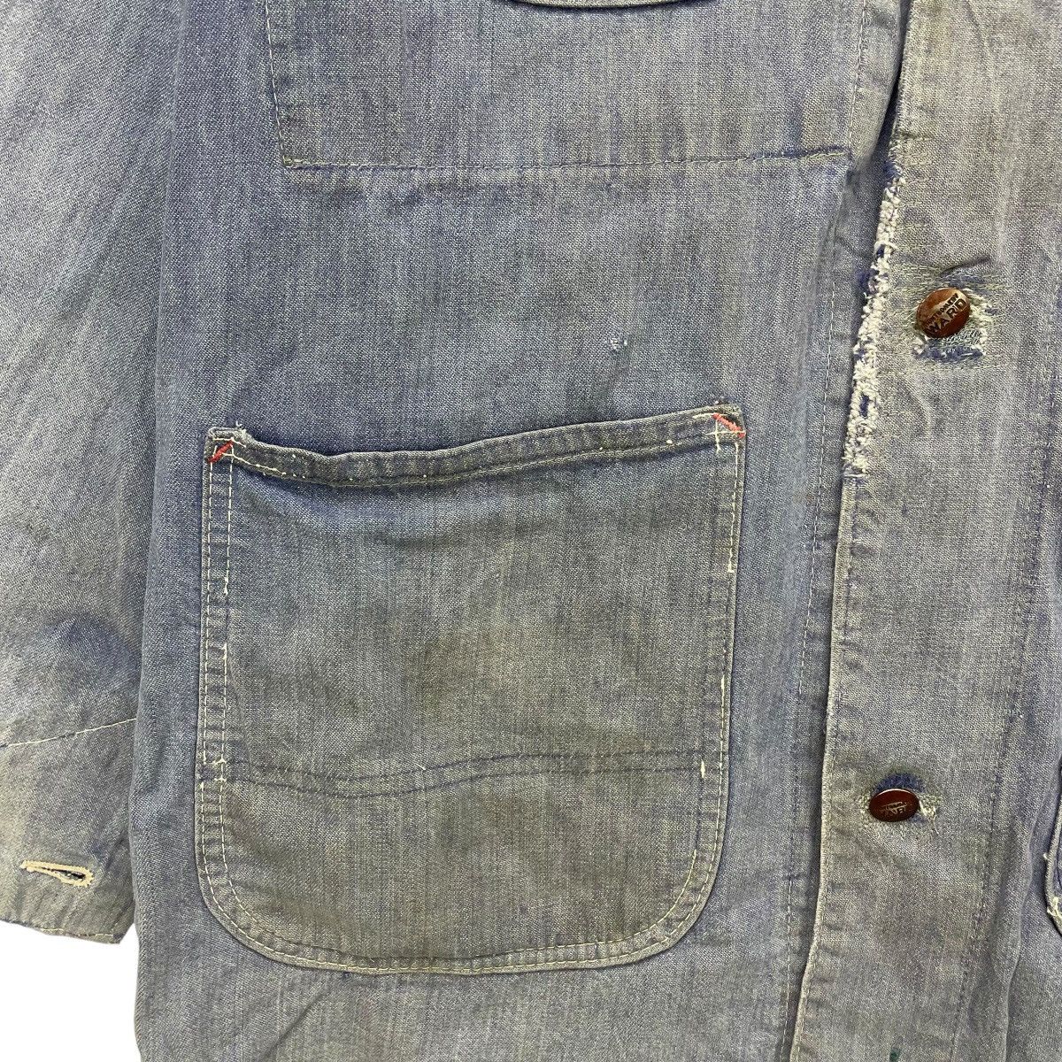 Original Montgomery × Vintage 💥Vintage 70s Montgomery Ward Chore Faded Indigo Jacket Size US M / EU 48-50 / 2 - 4 Thumbnail