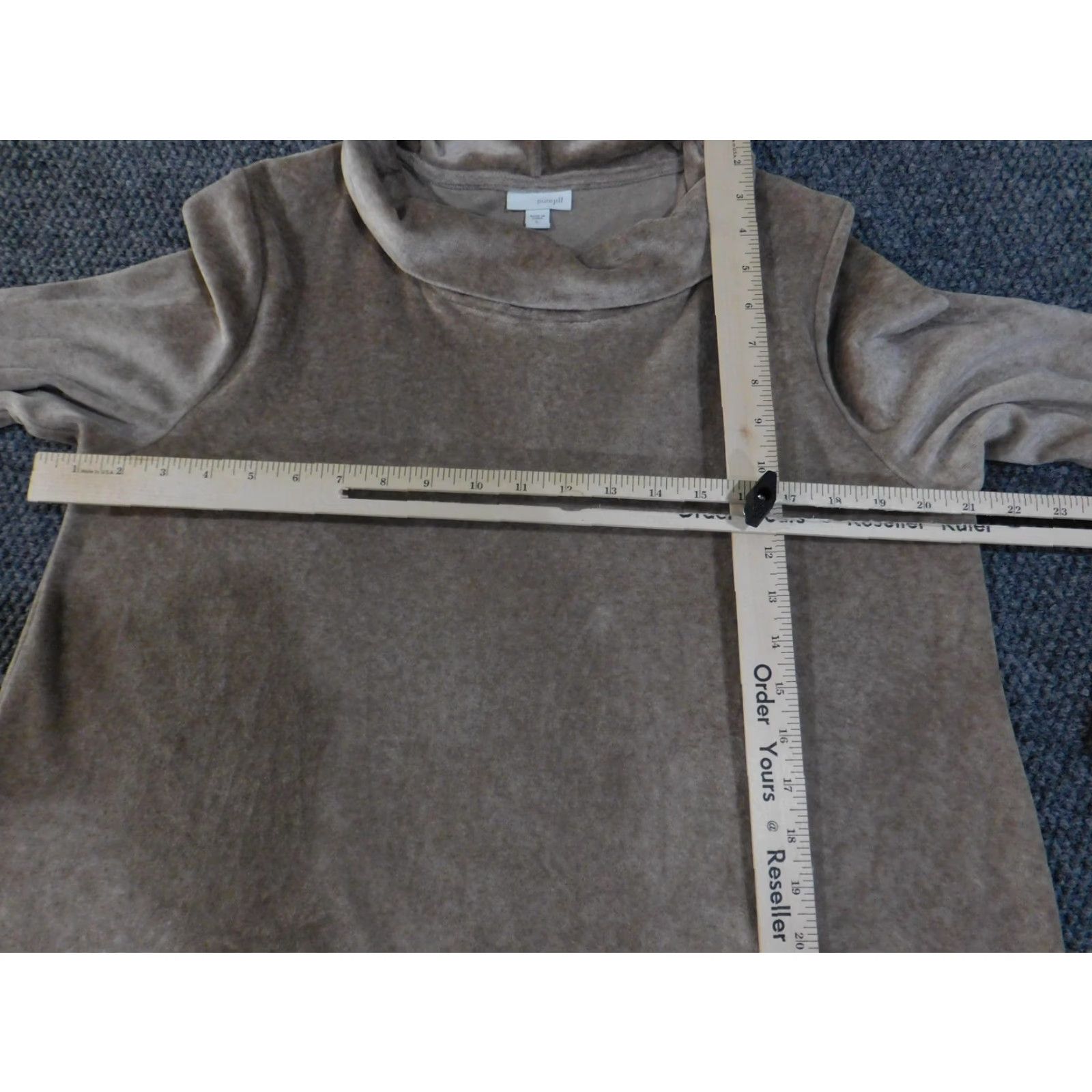 Velvet Pure Jill Pullover Womens Large Brown Velvet Cowl Neck Long Sleeve Relaxed Fit Solid Velour Sweater Size L / US 10 / IT 46 - 6 Thumbnail