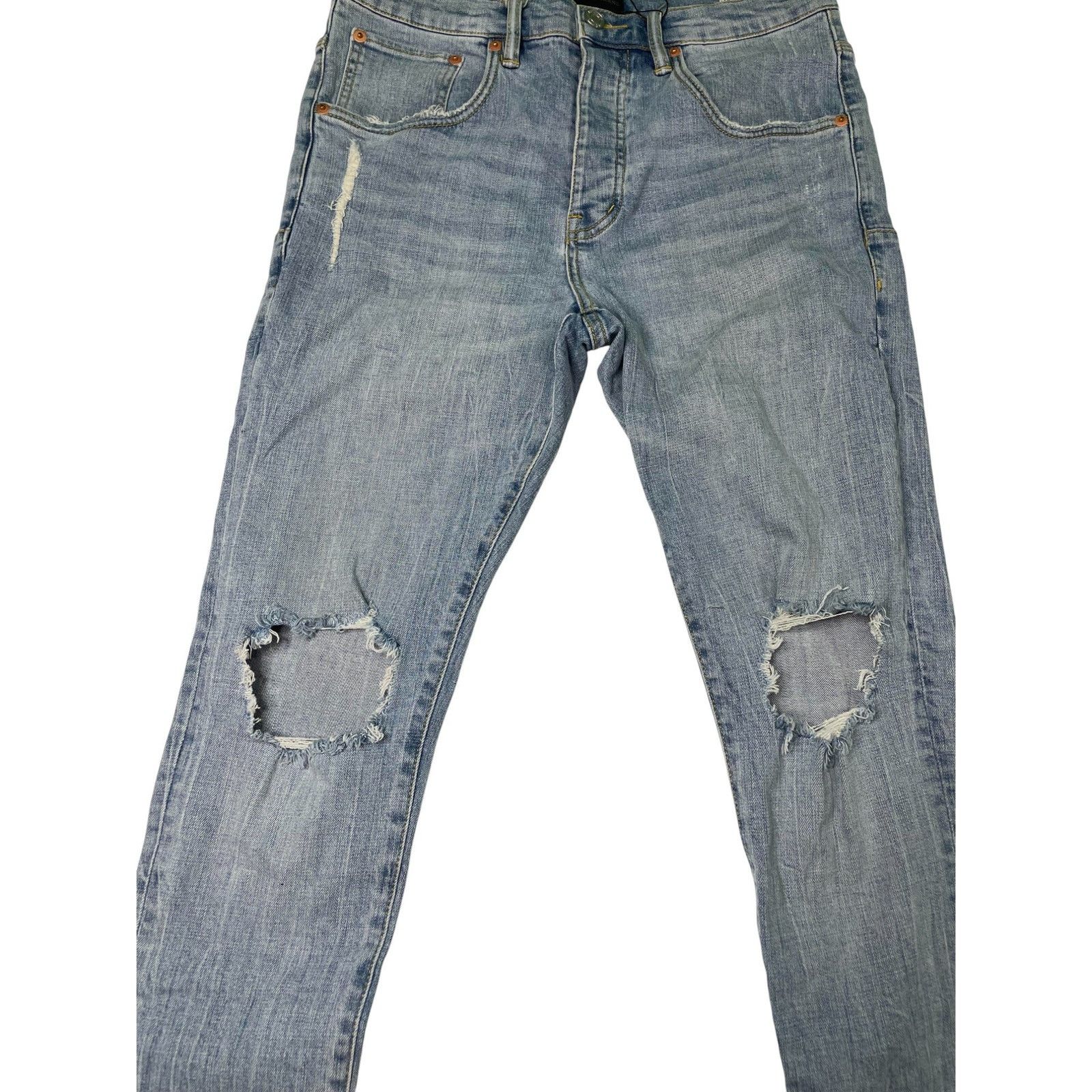 Purple Brand Purple Brand Knee Ripped Light Wash Jeans Size US 32 / EU 48 - 2 Thumbnail