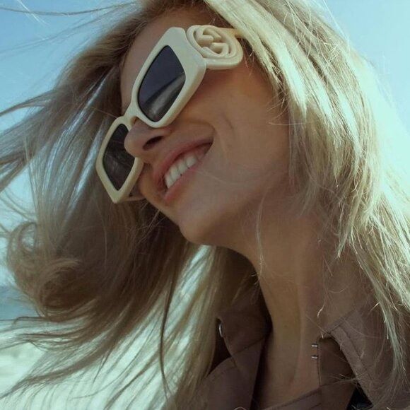 Gucci New Gucci GG1325S 013 Sunglasses - Ivory Frame, Grey Size ONE SIZE - 3 Thumbnail
