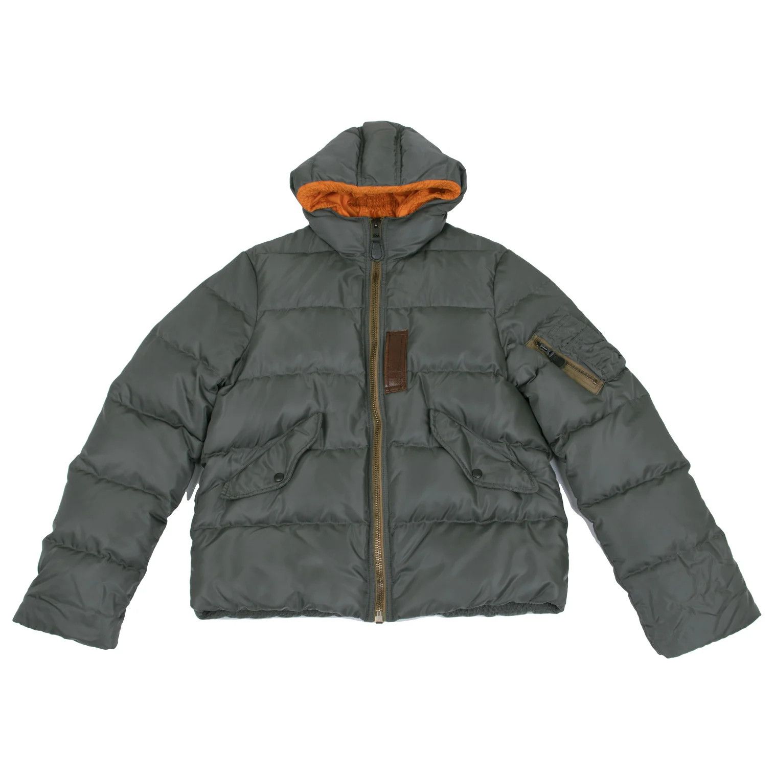 Junya Watanabe Patch Hooded Down Jacket in Khaki Orange, Size M Size US M / EU 48-50 / 2 - 1 Thumbnail