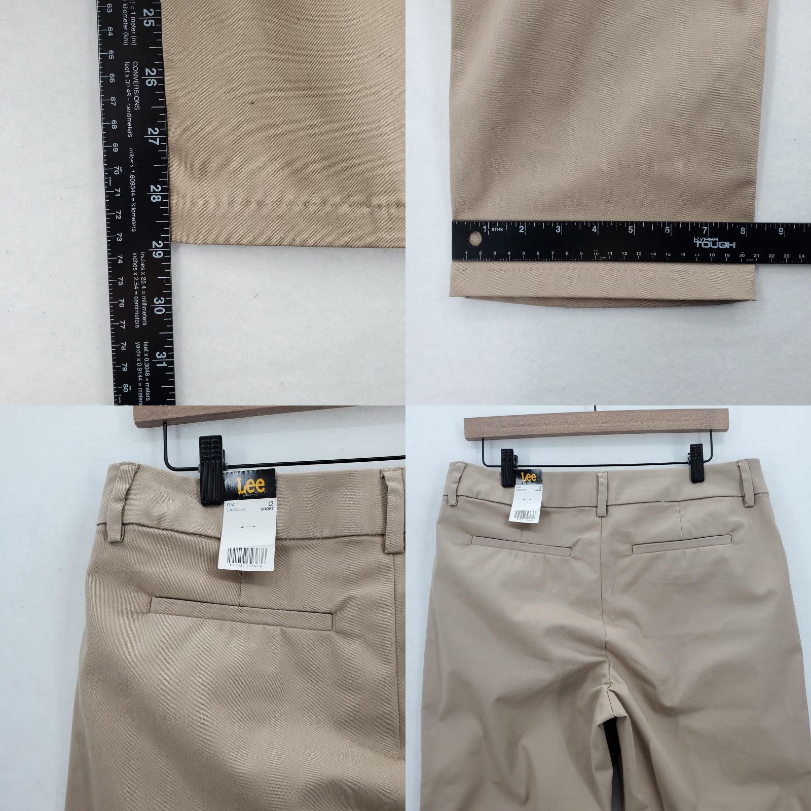 Lee Lee Pants Womens 12 Short Khaki Straight Leg Mid Rise Wrinkle Free Chino Stretch Pants Size 34" / US 12 / IT 48 - 9 Thumbnail