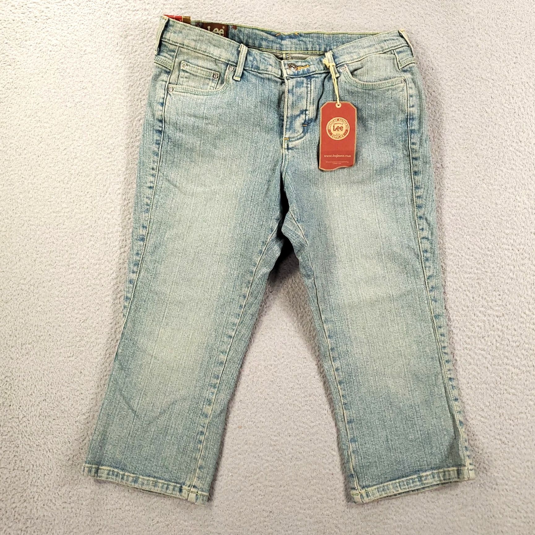 Lee VINTAGE New Lee Button Fly Jeans Womens 13 M Capris Capri 5-Pocket Denim 90s Blue Cotton Blend Spandex Girls Womens Jeans Caption? Size 32" / US 10 / IT 46 - 2 Thumbnail