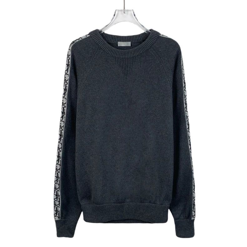 Dior Dark gray side logo letter inlaid cotton round-neck lo