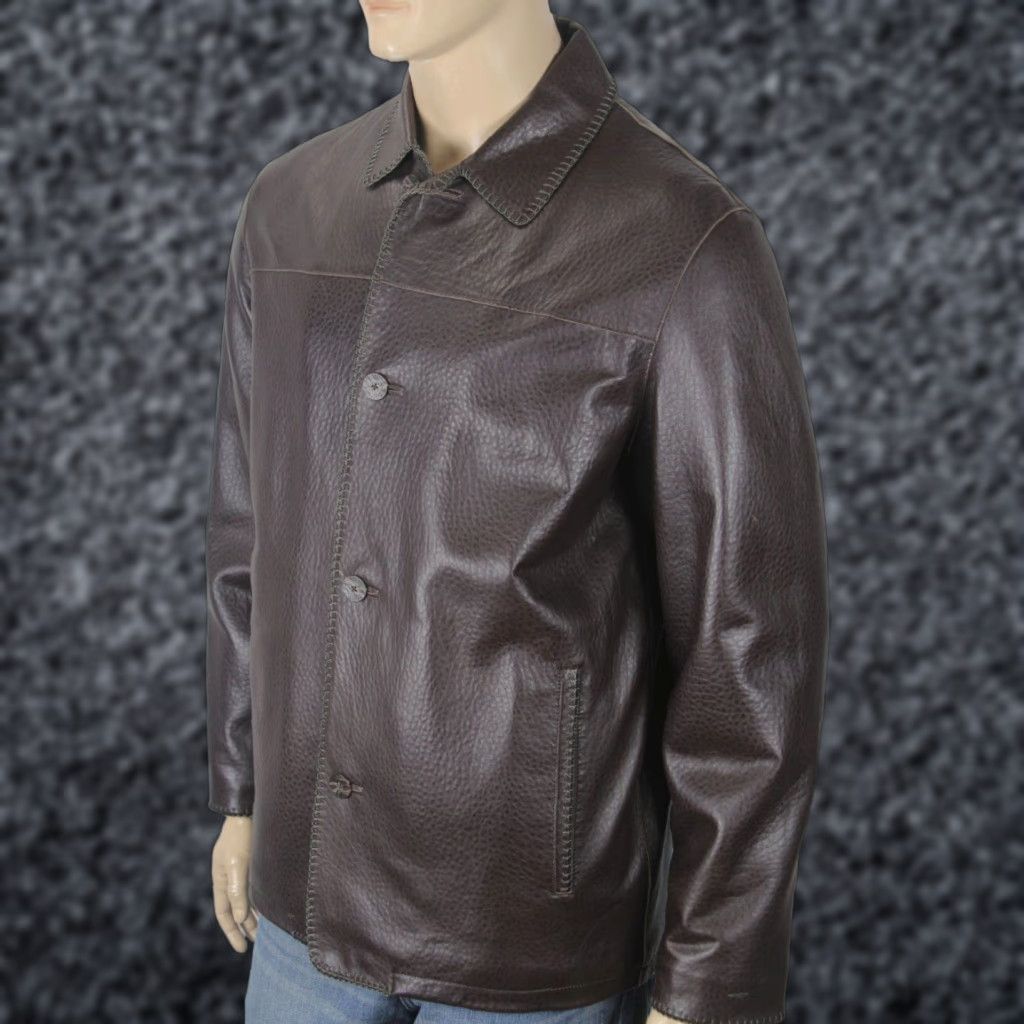 Vintage Robert Comstock Vertical Brown Leather Jacket Coat NWT 00 Mens M Brown Leather Jacket Size US M / EU 48-50 / 2 - 1 Preview
