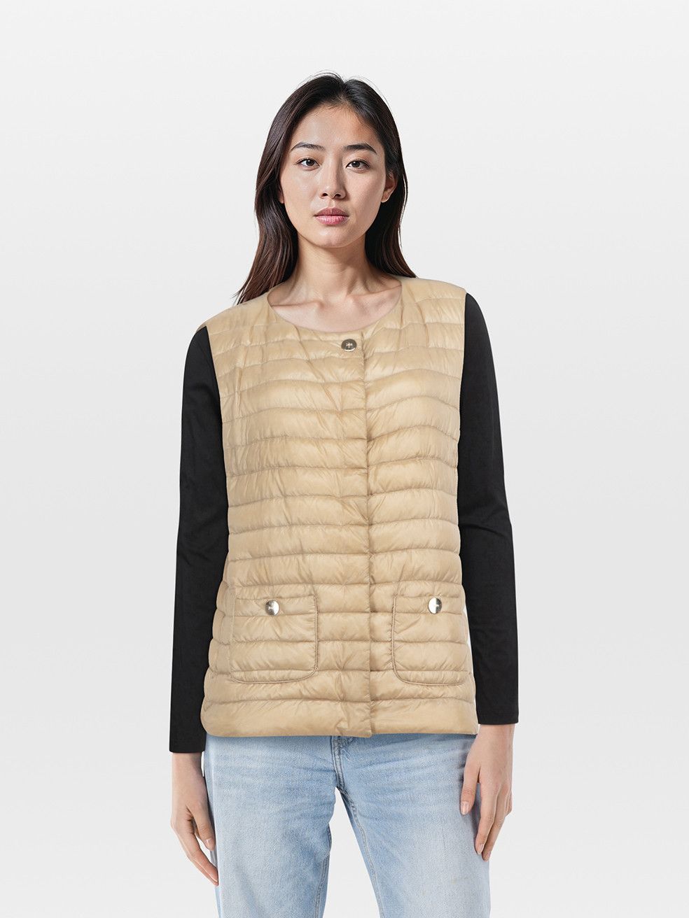 Herno Beige Sleeveless Quilted Vest Size XL / US 12-14 / IT 48-50 - 1 Thumbnail
