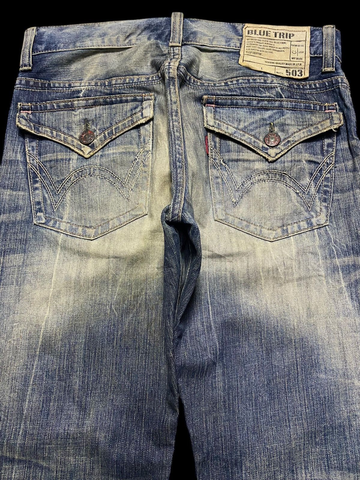 Edwin Vintage Edwin Blue Trip Grunge Distressed Loose Jeans Size US 33 - 4 Thumbnail