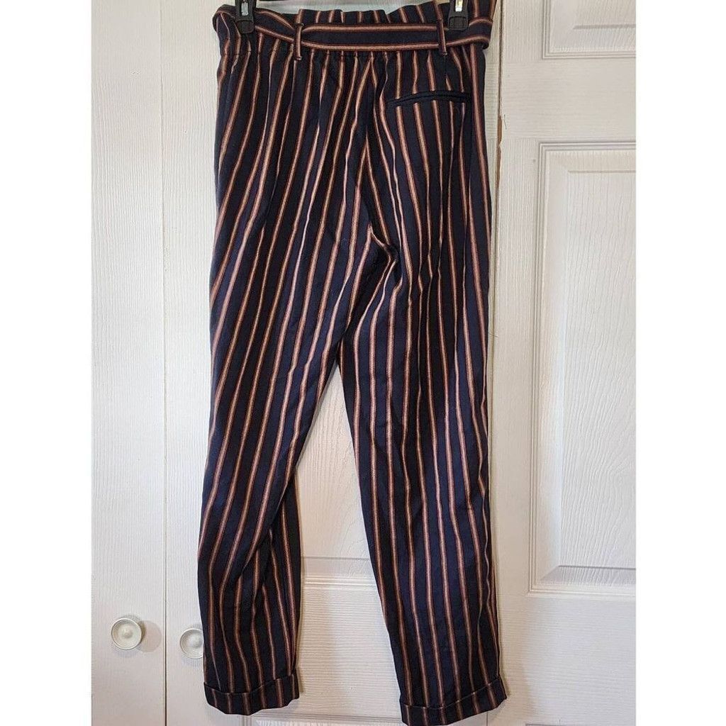 Zara Zara Navy Striped Pants Size 27" / US 4 / IT 40 - 3 Thumbnail