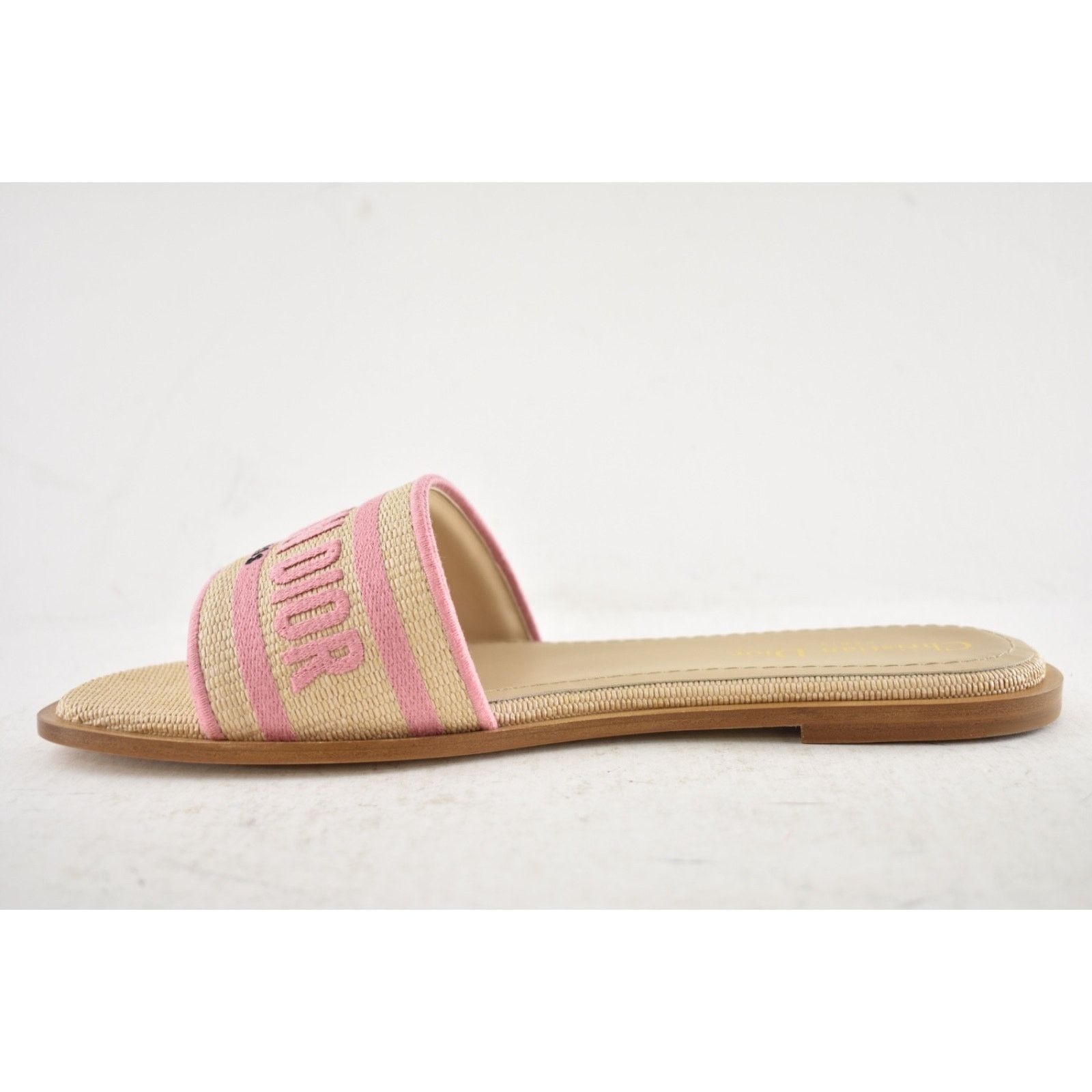 Dior Christian Dior Dway Pink Beige Raffia Logo Slide Sandal 38.5 Size US 8.5 / IT 38.5 - 10 Thumbnail