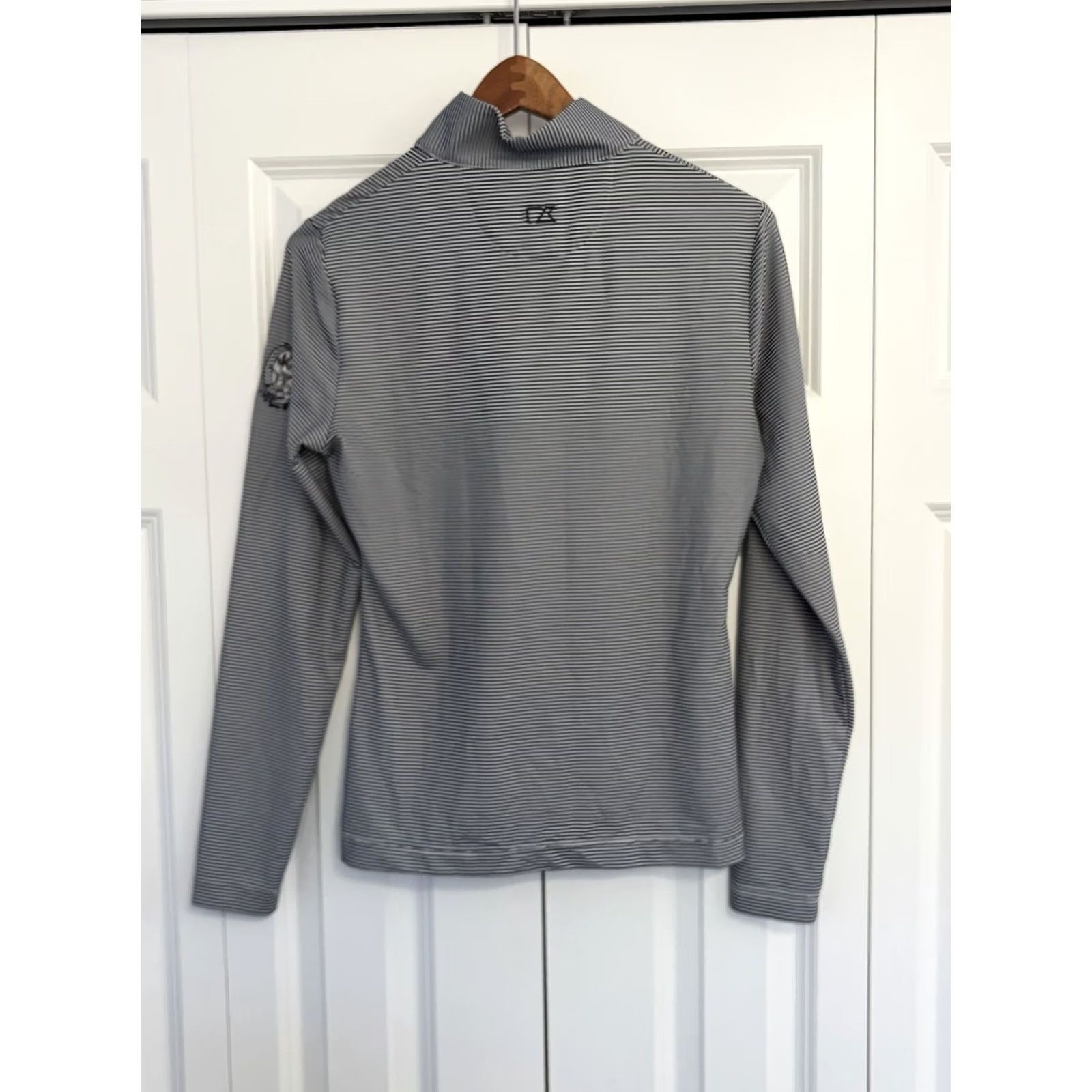 Cutter & Buck Cutter & Buck Womens Black White Striped 1/4 Zip Golf XS Pullover Shirt Size ONE SIZE - 2 Thumbnail