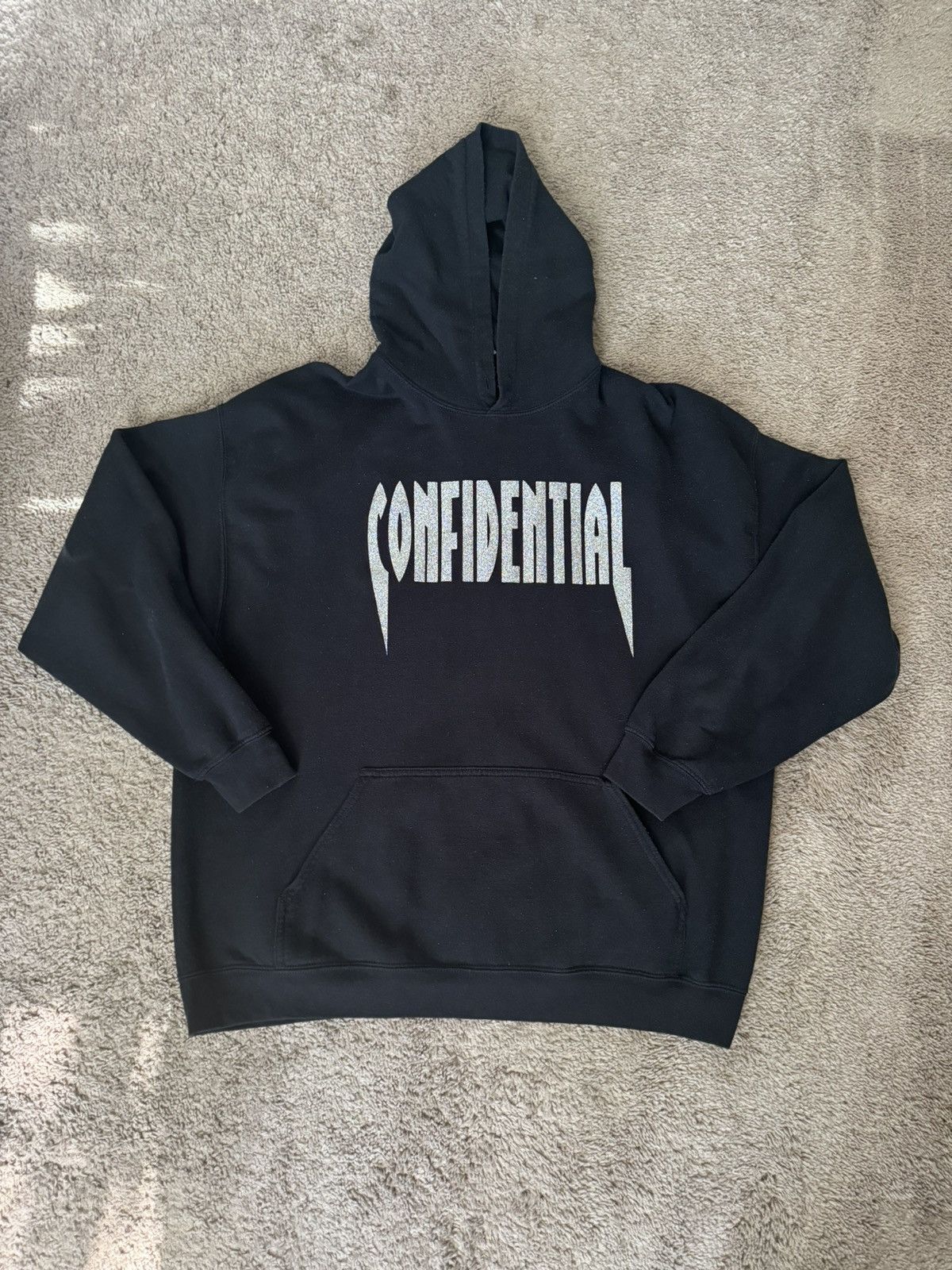 Japanese Brand crystal lettering confidential hoodie Size US L / EU 52-54 / 3 - 2 Thumbnail