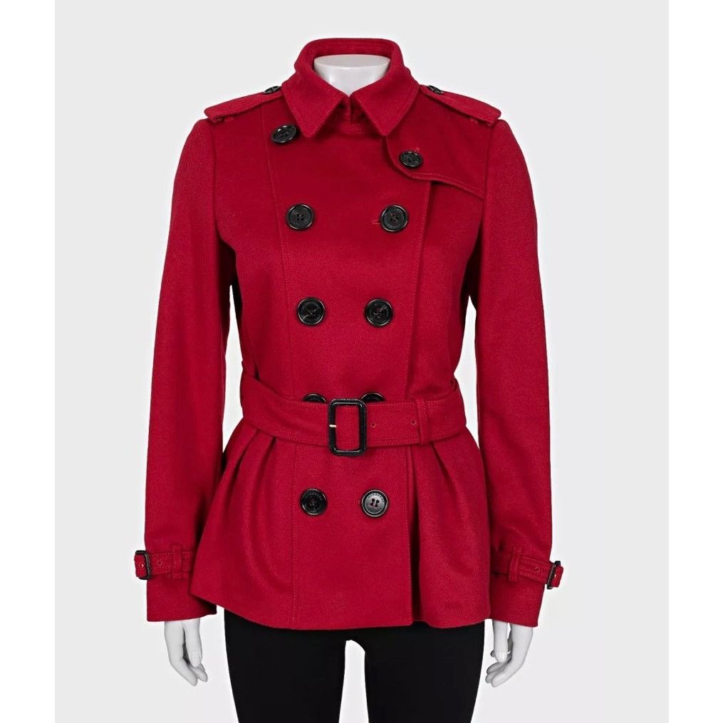 Burberry Burberry Red Wool Cashmere Belted Coat UK10 Size M / US 6-8 / IT 42-44 - 1 Thumbnail