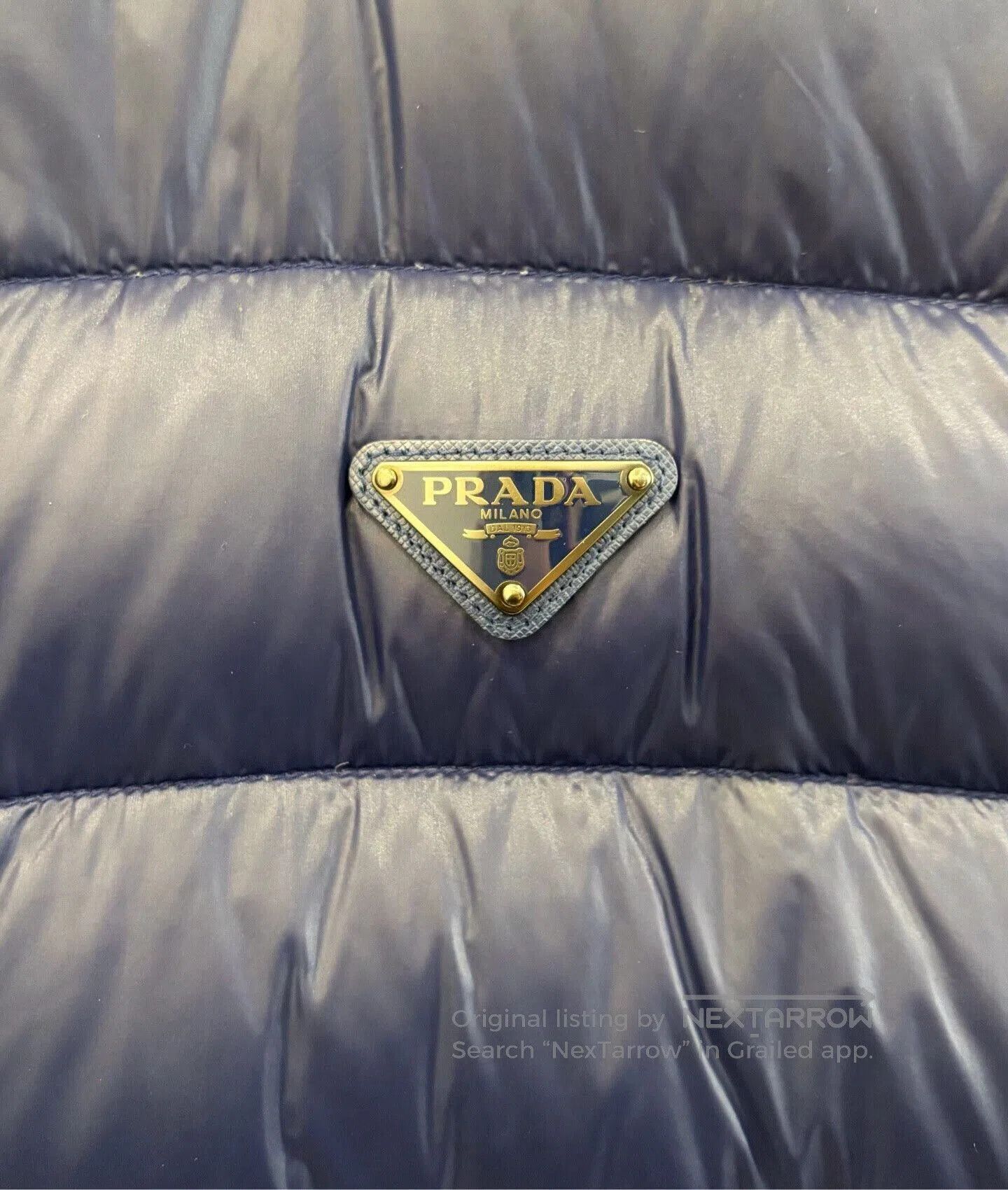 Prada Prada Triangle Logo Padded Shoulder Men's Blue Down Vest. Size US L / EU 52-54 / 3 - 4 Thumbnail