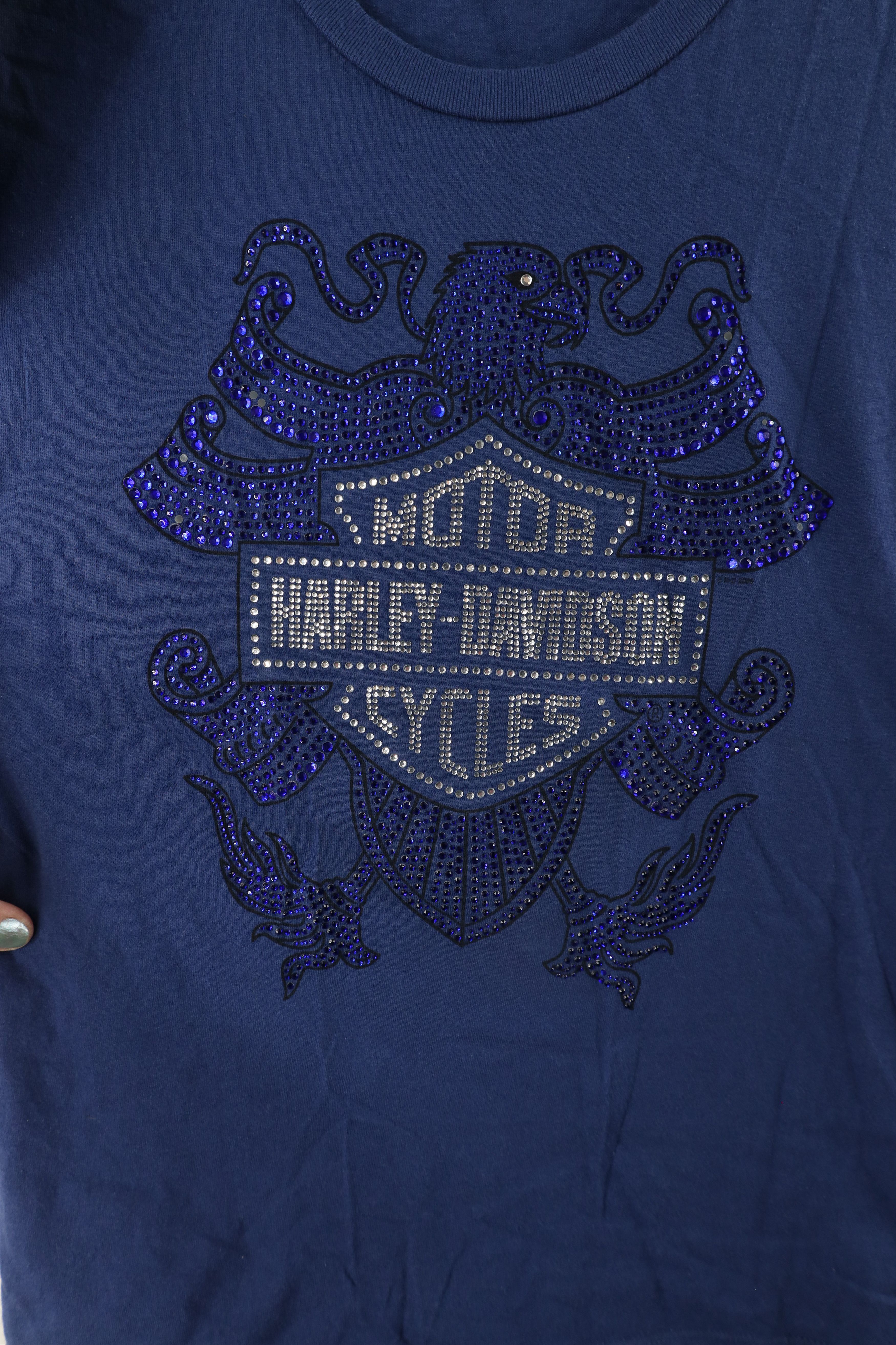 Harley Davidson × Vintage Vintage Y2K Harley Davidson Sequin Jeweled Eagle T-Shirt Size M / US 6-8 / IT 42-44 - 4 Thumbnail