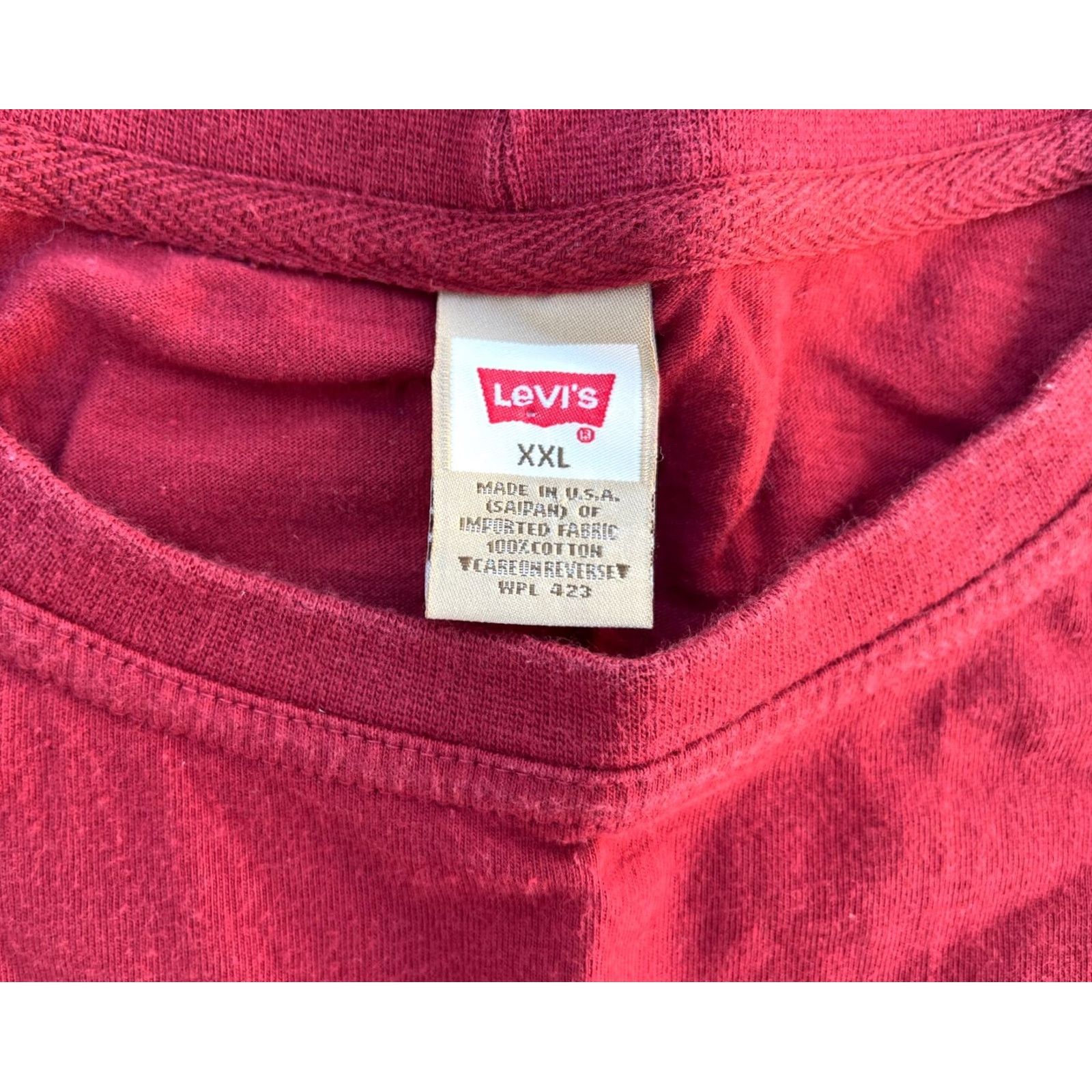 Levi's VINTAGE Levi's Pocket Tee Men's 1998 2XL T-Shirt Red Cotton 90s Shirt Pocket Mens Size US XXL / EU 58 / 5 - 3 Thumbnail