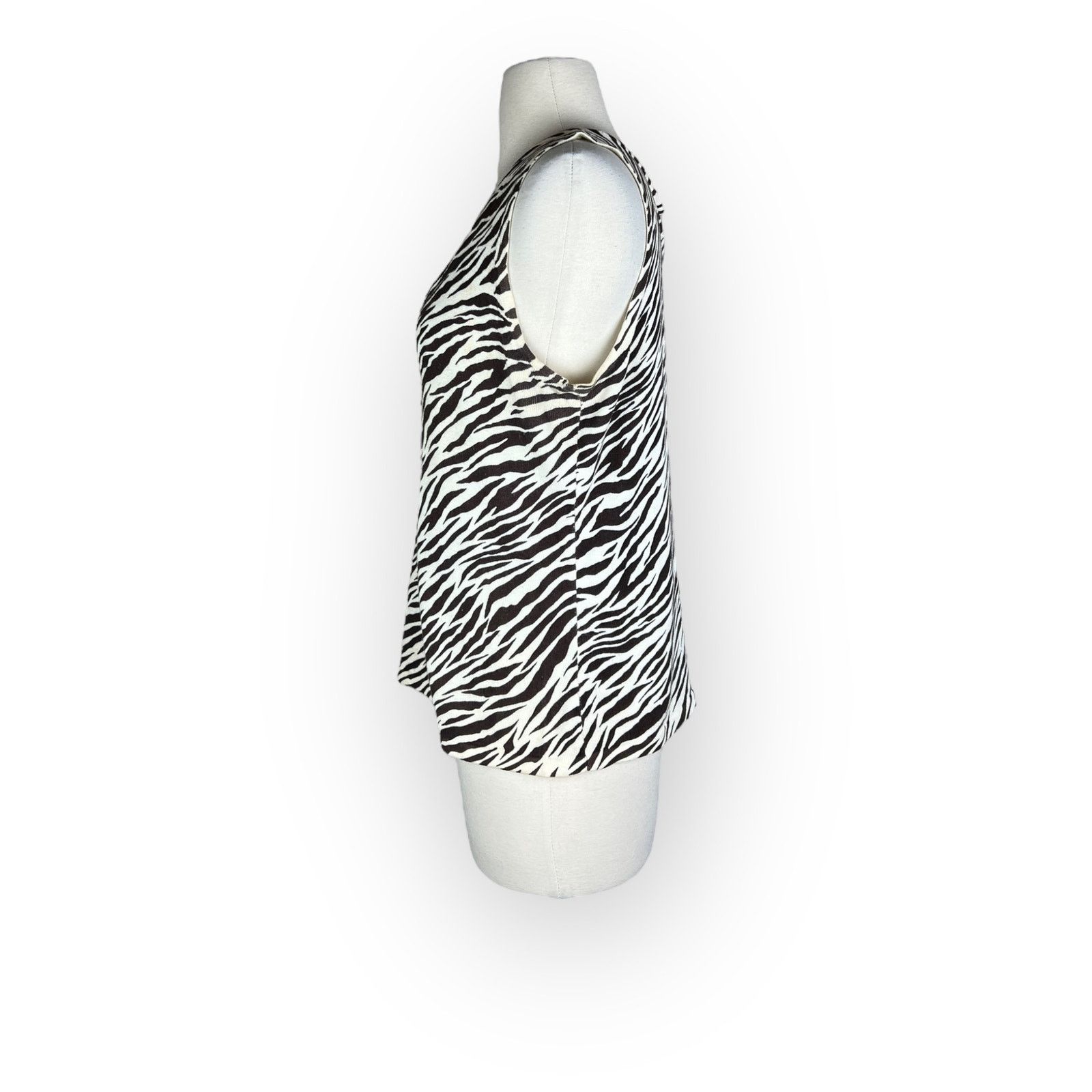 Liz Claiborne Liz Claiborne | Vintage Knit Tank Top Zebra Print | Size 10 Size L / US 10 / IT 46 - 4 Thumbnail