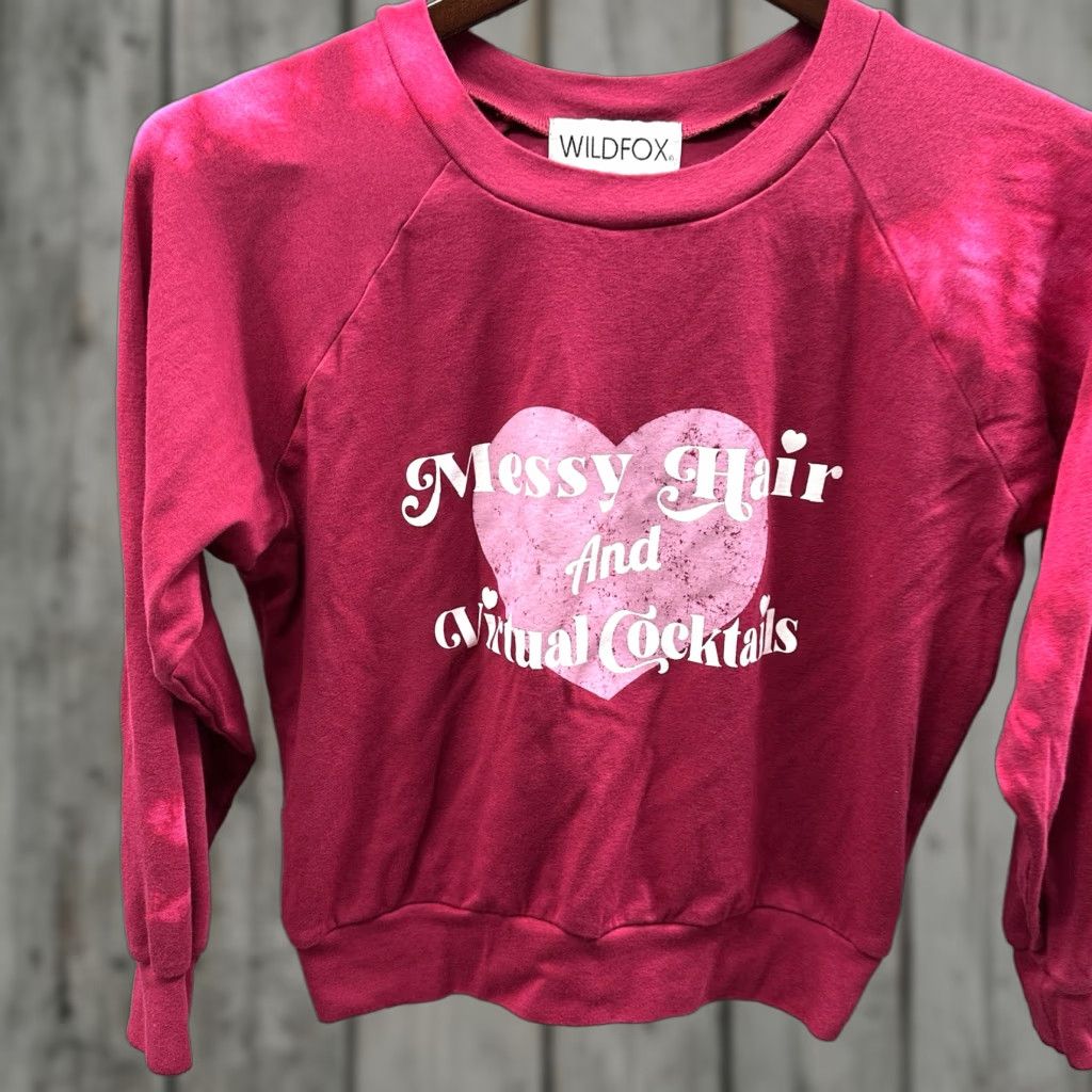 Wildfox Wildfox Womens Sweatshirt Crew Neck Long Sleeve Distressed Solid Red Comfortable Casual Spring Winter 2020s Size S / US 4 / IT 40 - 1 Thumbnail