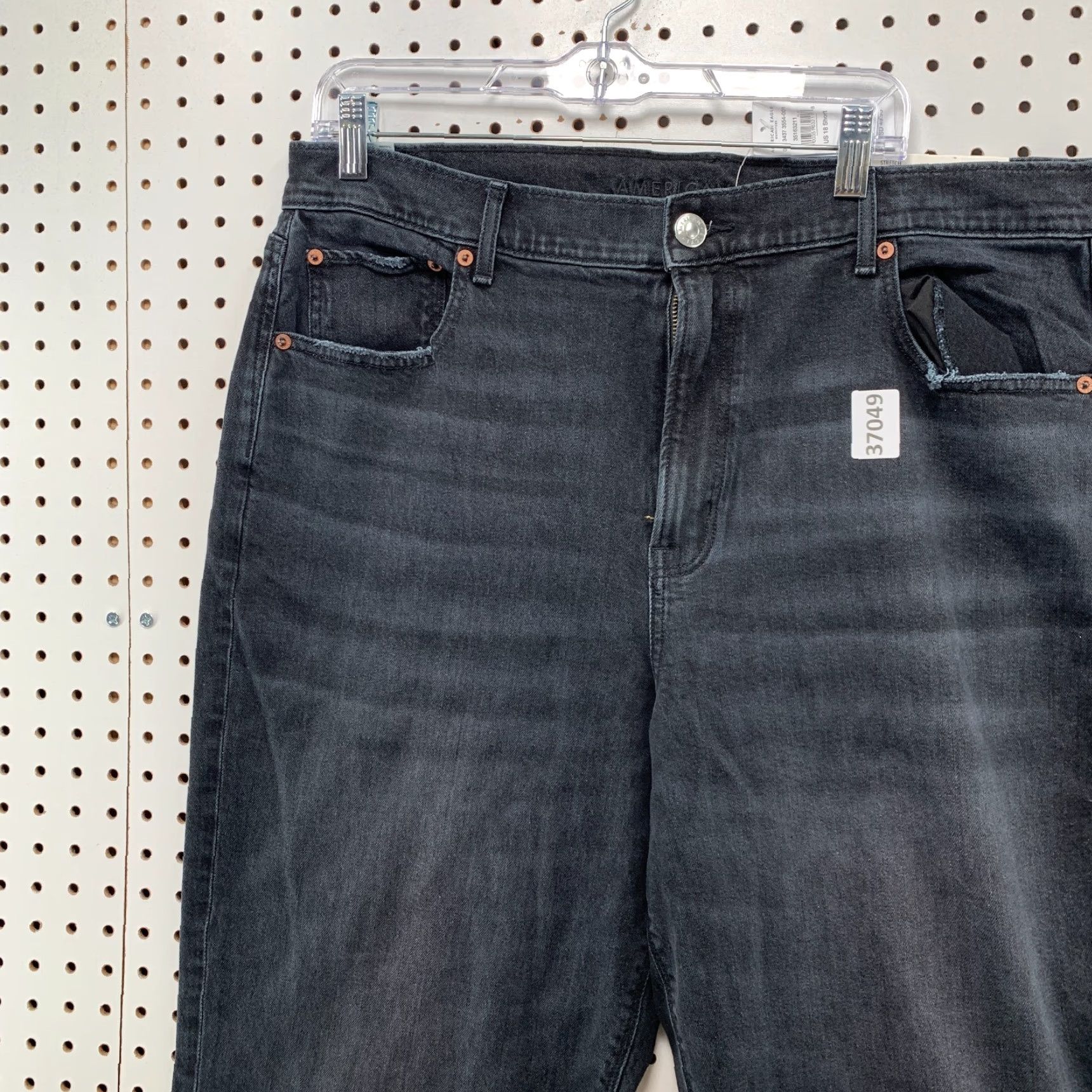 VINTAGE American Eagle Boyfriend Black Jeans 90s Womens 18 Stretch High Rise 38x25
