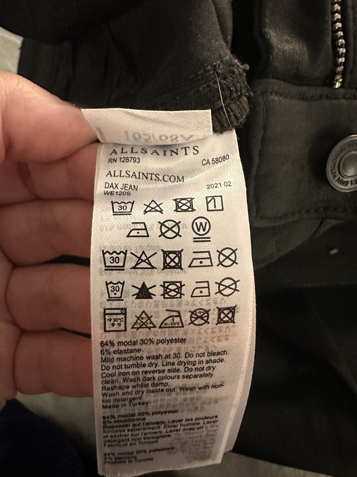 Allsaints AllSaints W27 Dax Jean in Coated Black Size 27" / US 4 / IT 40 - 3 Thumbnail