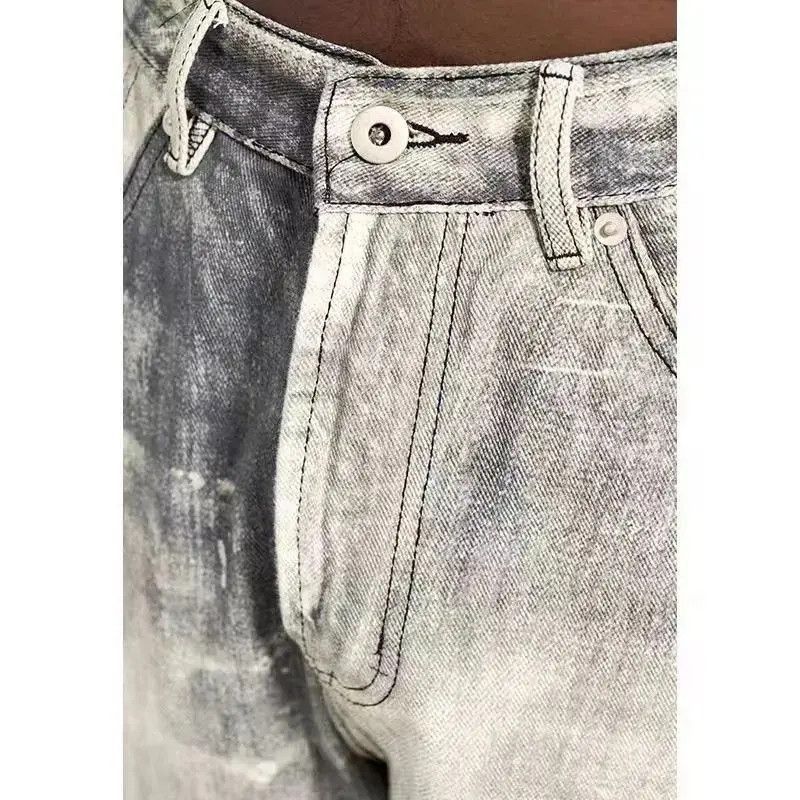 Japanese Brand High street all-over destroyed print retro straight jeans Size US 32 / EU 48 - 4 Thumbnail
