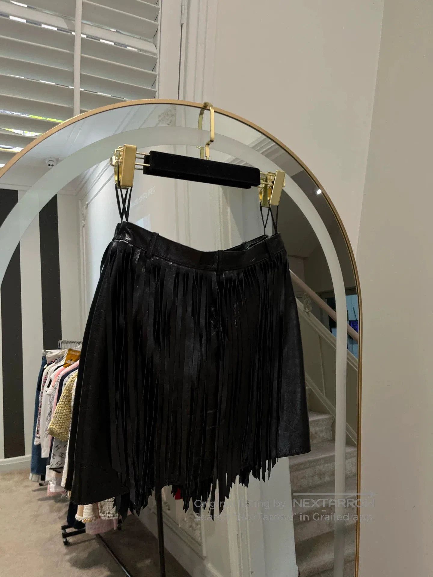 Chanel Chanel 21S Black Fringe Leather Skirt. Size US 34 / EU 50 - 2 Thumbnail